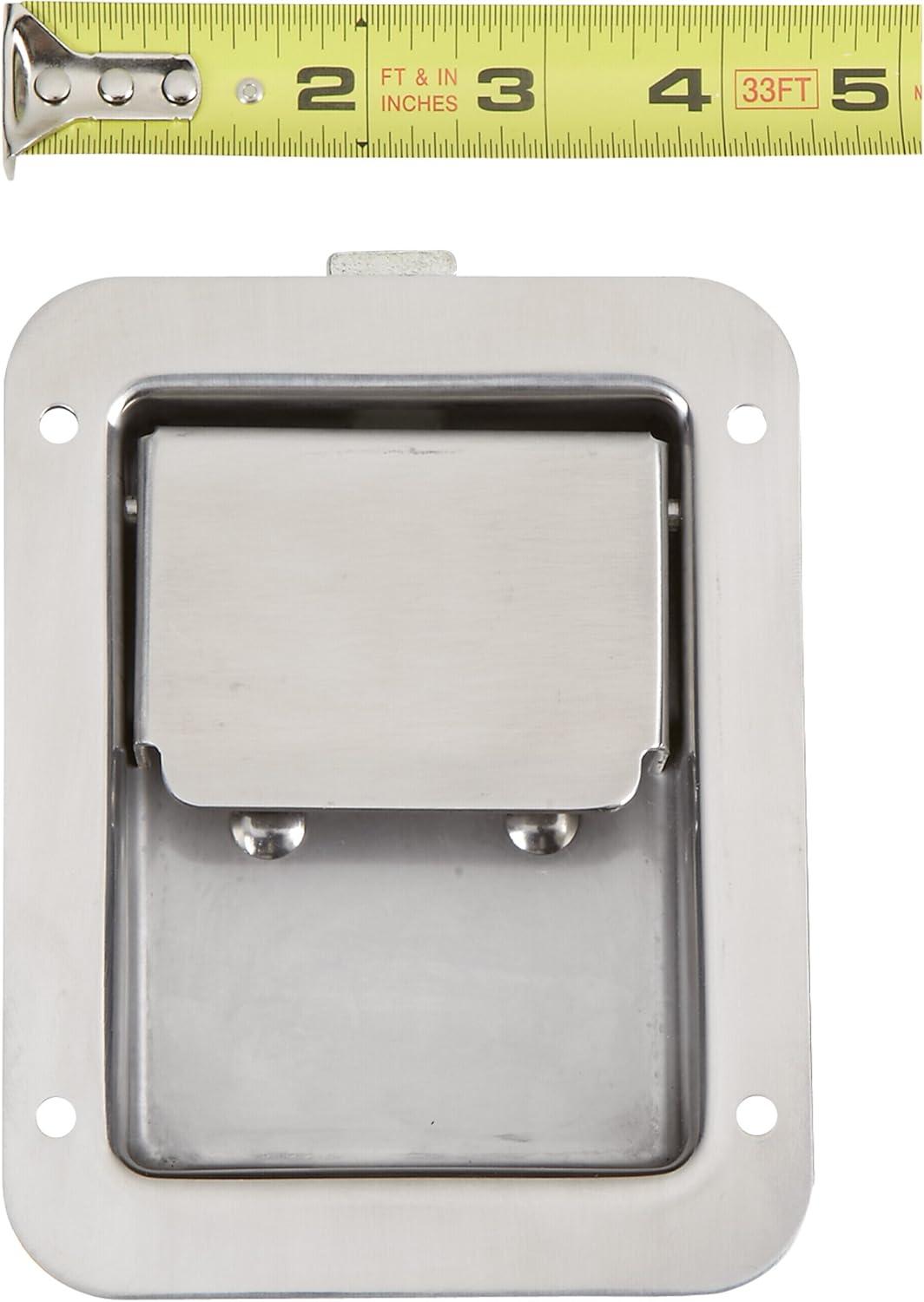 Buyers Products N3885 Non-Locking Standard Flush Single Point Latch, Polished Stainless Steel, Bolt On Mount, Truck Tool Box Latch, Trailer Latch, Camper & RV Latch, Silver