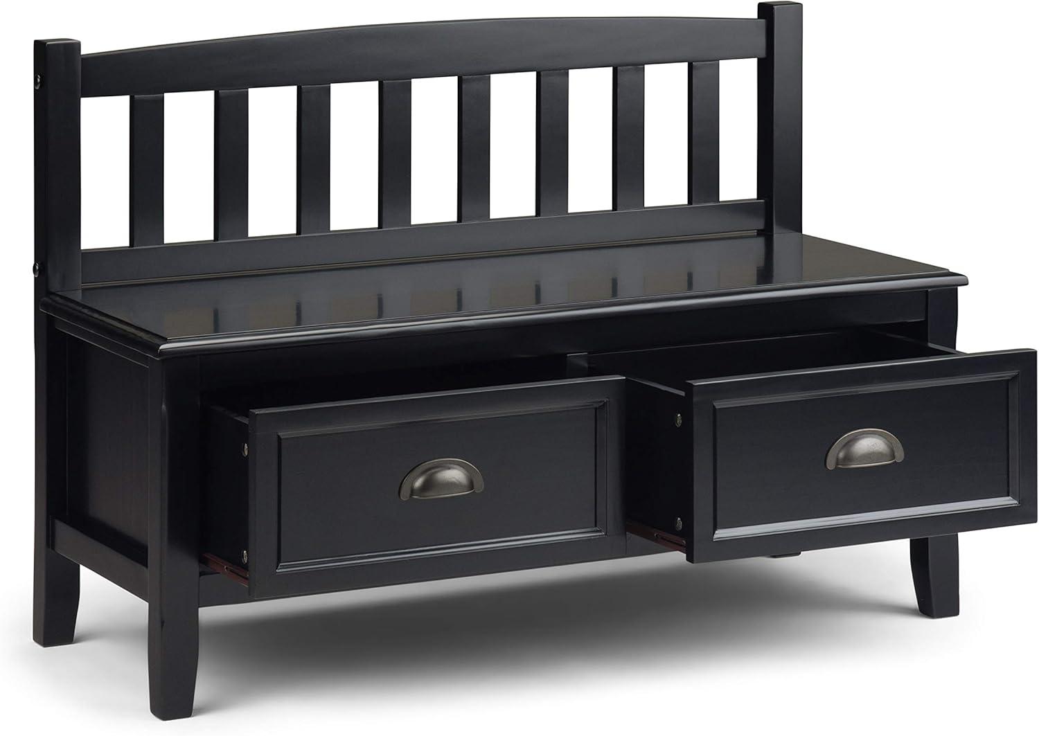 Burlington Wood 42 inch Wide Transitional Entryway Bench with Drawers in Black