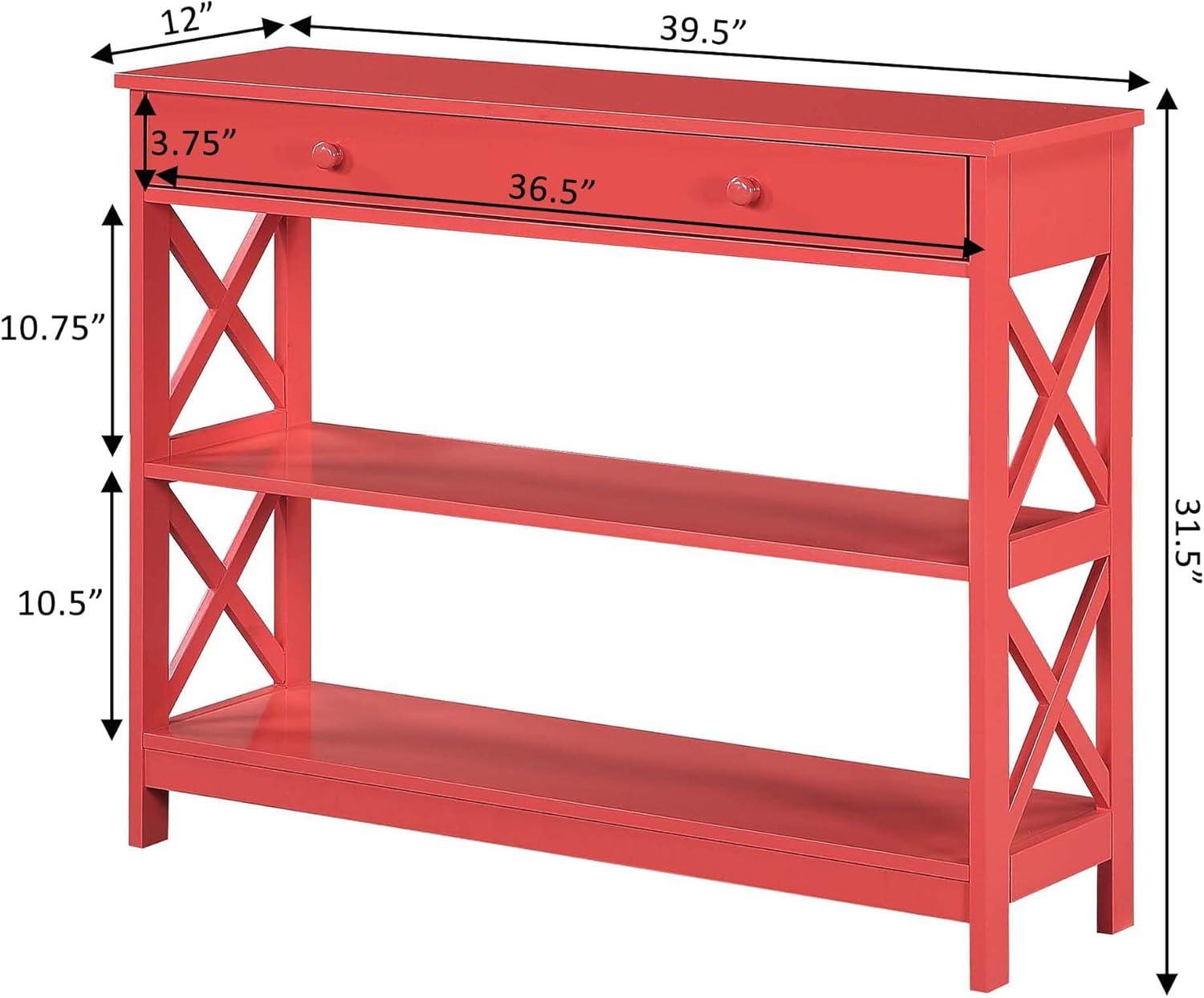 TiaGOC 1 Drawer Console Table with Shelves, Coral