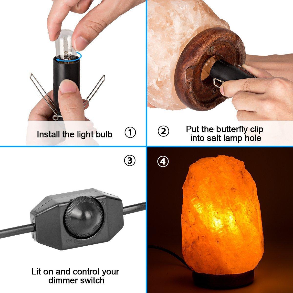 Haraqi Himalayan Salt Lamp Cord and Bulb with Dimmer Switch