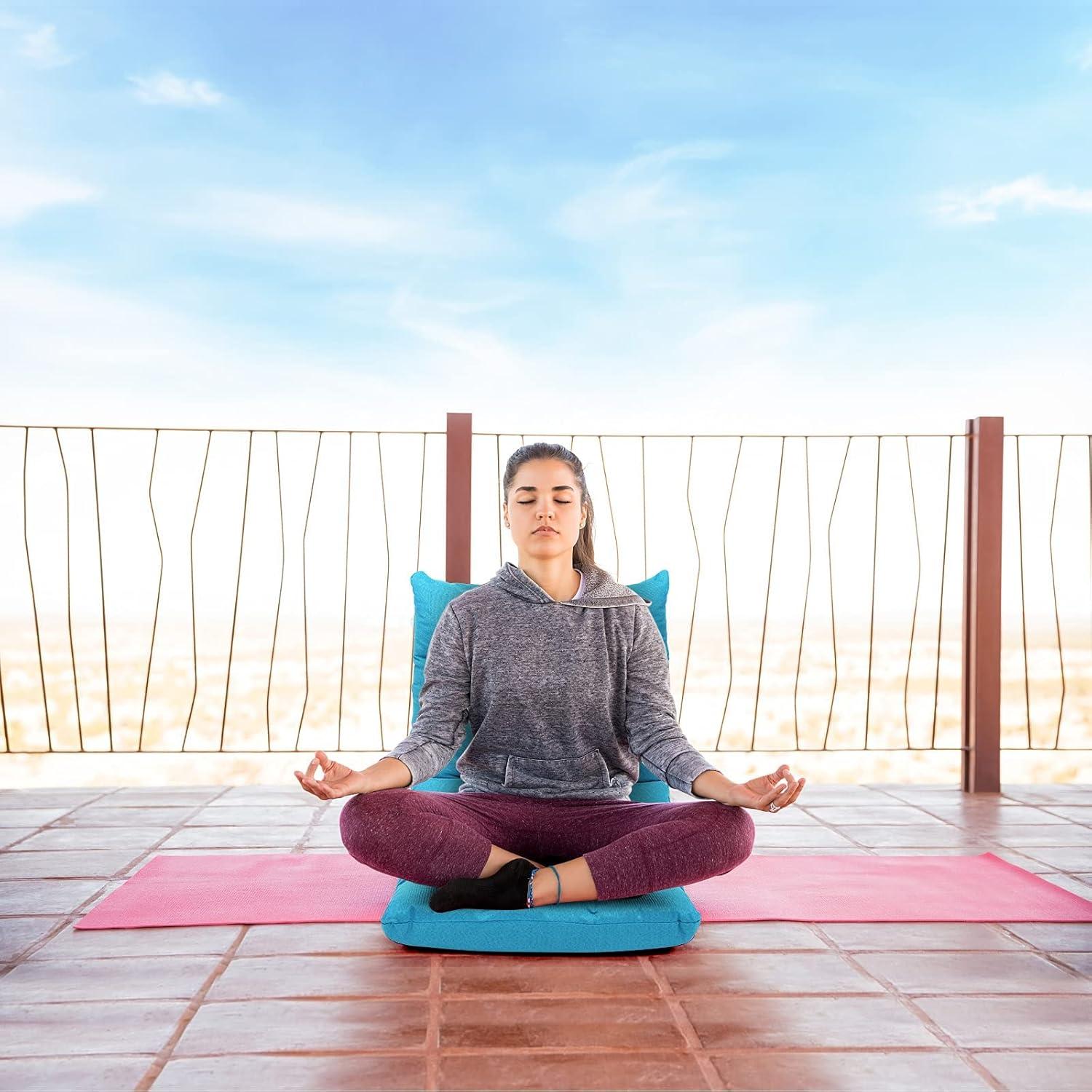 Giantex Adjustable Floor Gaming Sofa Chair w/14-Position, Cushioned Folding Lazy Reclinerw/High Resilience Sponge, Sleeper Bed Couch Recliner(Peacock Blue)