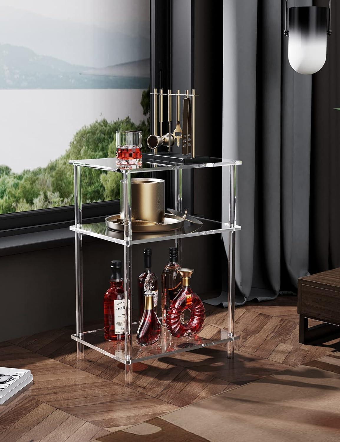 Clear Acrylic 3-Tier Rectangular Side Table