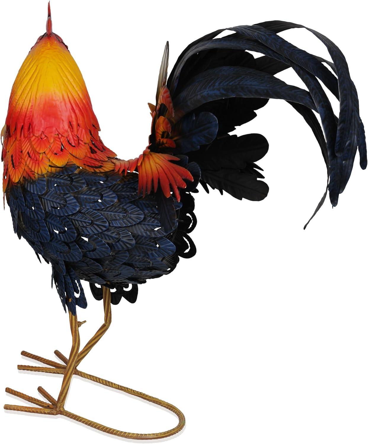 25"H Metal Colorful Rooster Decor Statue for Garden, Patio & Lawn