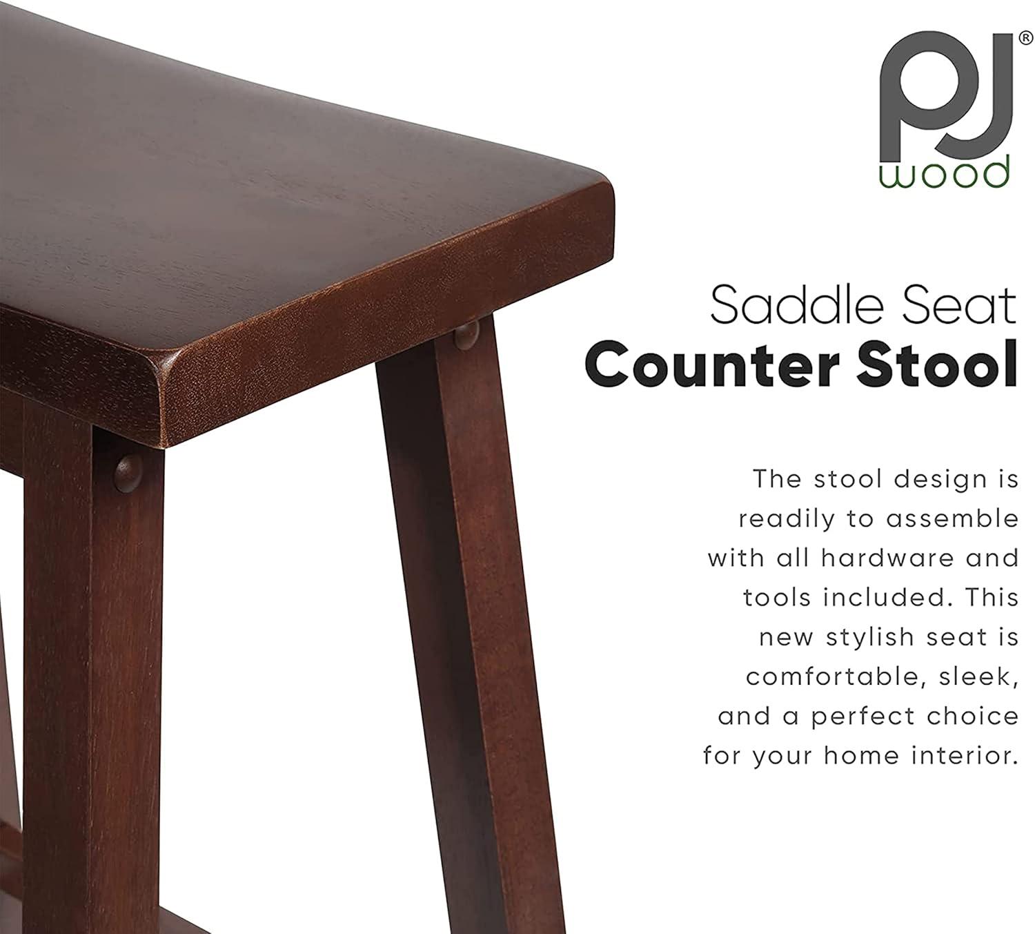 Adjustable Black Wood Backless Saddle Style Stool