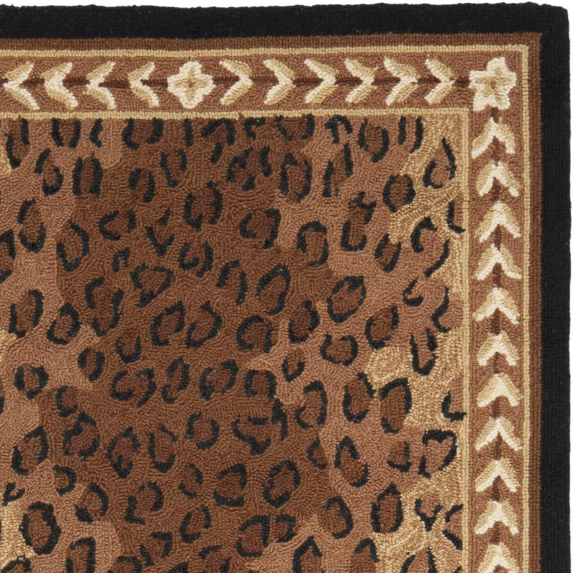 SAFAVIEH Chelsea Doriane Bordered Wool Area Rug, Black/Brown, 3' x 3' Square