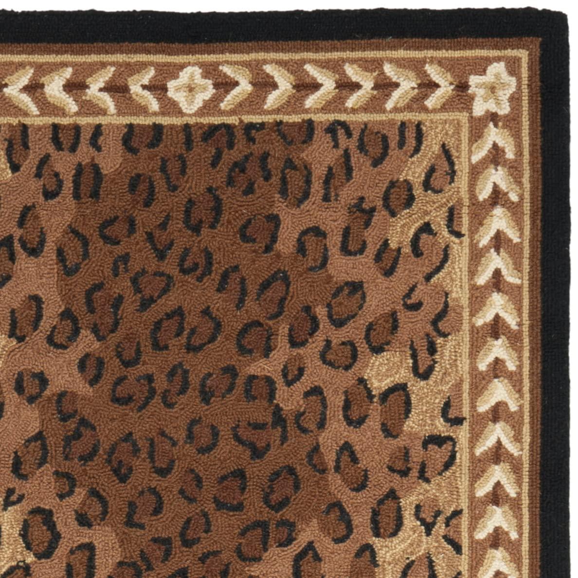 SAFAVIEH Chelsea Doriane Bordered Wool Area Rug, Black/Brown, 3' x 3' Square