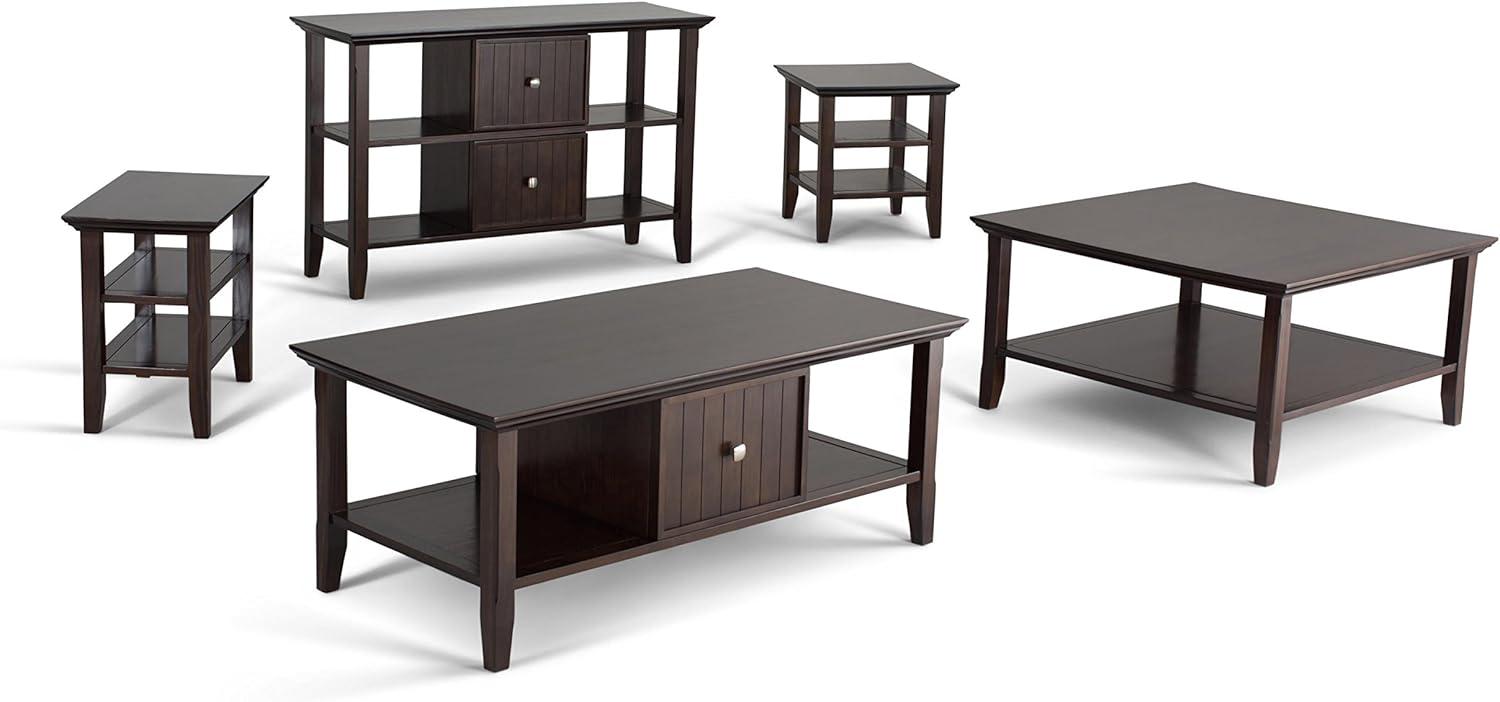 SIMPLIHOME Acadian SOLID WOOD 36 inch Wide Square Transitional Coffee Table in Brunette Brown, for the Living Room and Family Room