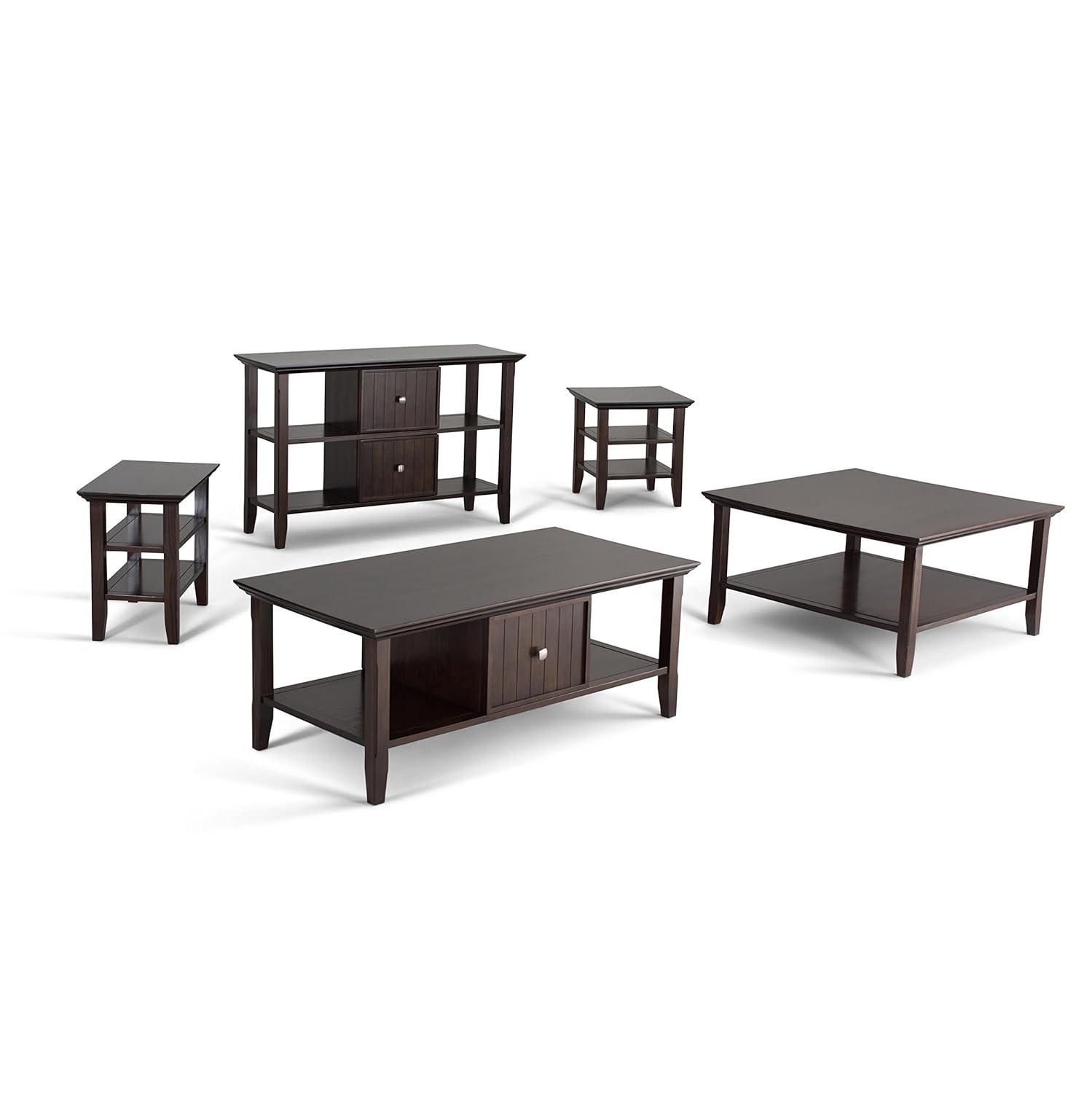SIMPLIHOME Acadian SOLID WOOD 36 inch Wide Square Transitional Coffee Table in Brunette Brown, for the Living Room and Family Room