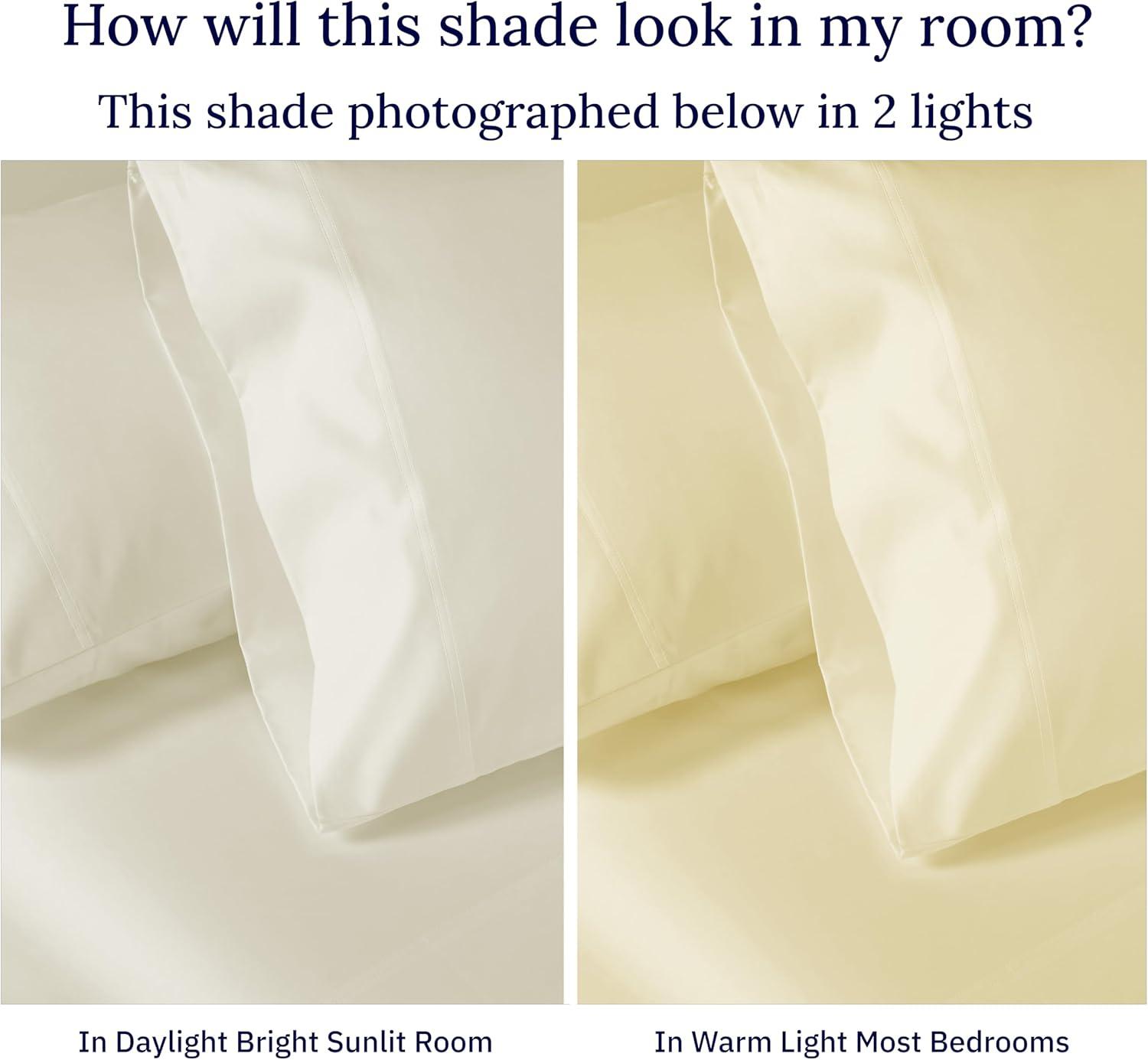 Luxury Pillowcase Set - 800 Thread Count 100% Cotton Sateen, Soft & Cooling Pillowcases by California Design Den - Ivory, Standard/Queen Pillowcases