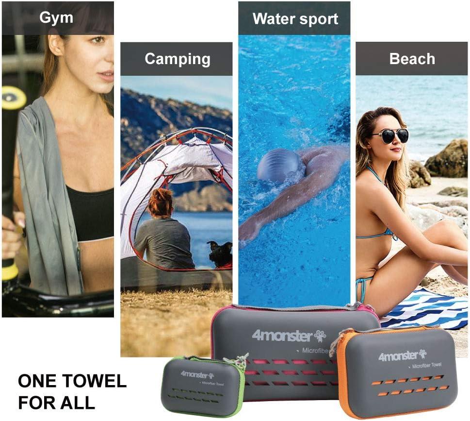 4Monster Camping Towels Super Absorbent, Fast Drying Microfiber Travel Towel, Quick Dry Ultra Soft Compact Gym Towel for Swimming Beach Hiking Yoga Travel Sports Backpack (71.00" x 35.00", Lake-green)