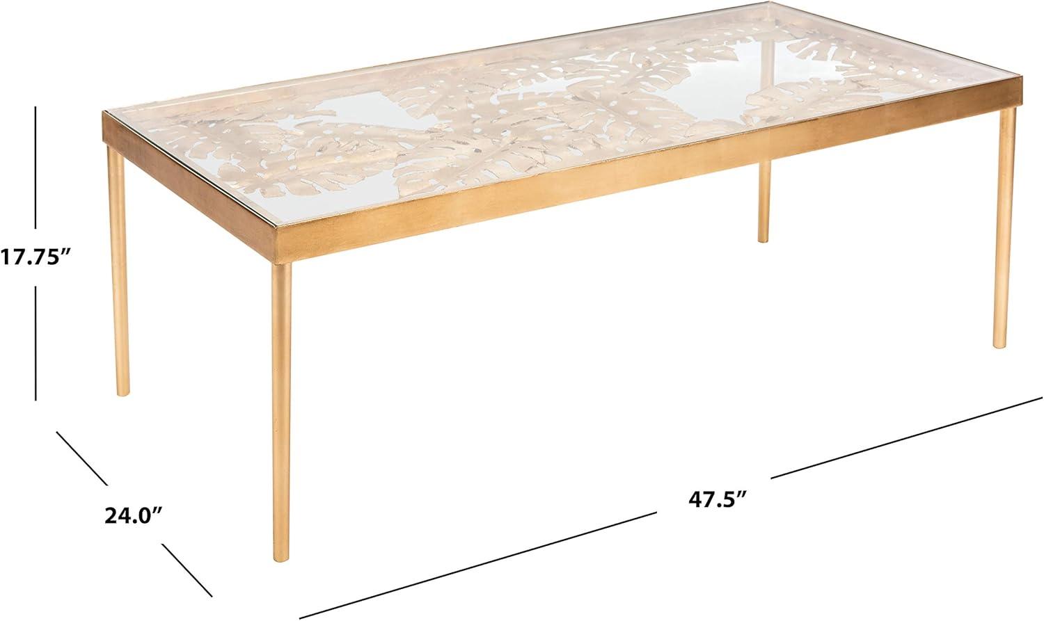 Leilani Palm Leaf Coffee Table - Gold Leaf/Glass - Safavieh