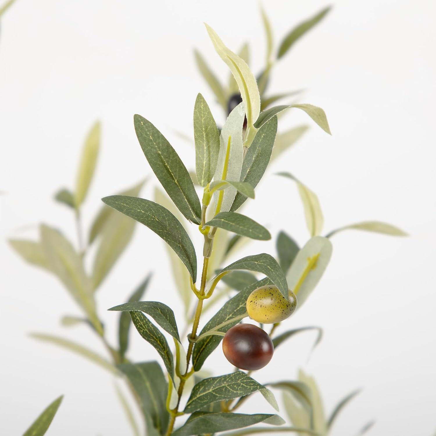 Tall Faux Olive Tree，4Ft(48in) Realistic Texture Potted Silk Artificial Olive Tree， Fake Olive Trees Indoor Outdoor for Home Office Living Room Bedroom Foyer Porch Decor.