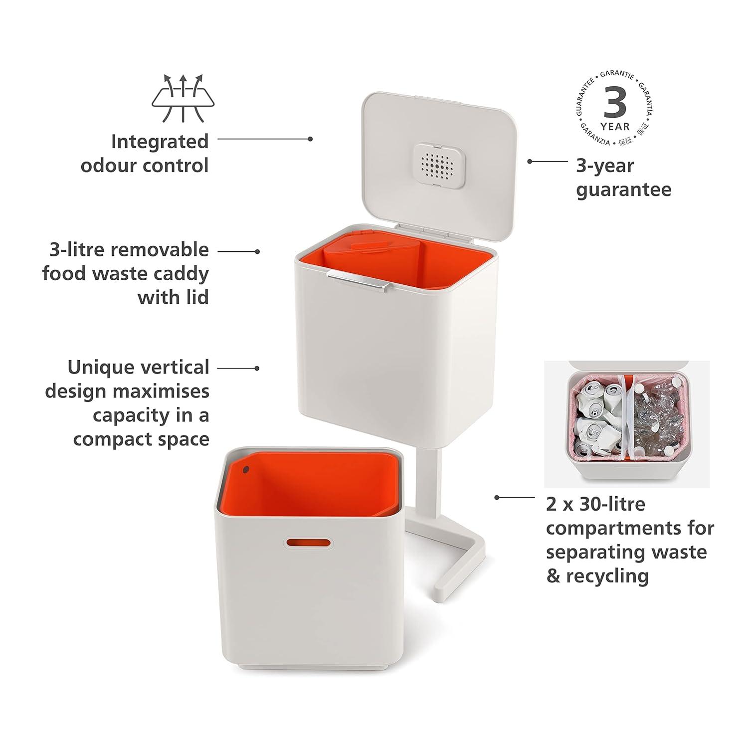 Joseph Joseph Totem Waste & Recycling Dual Kitchen Trash Can
