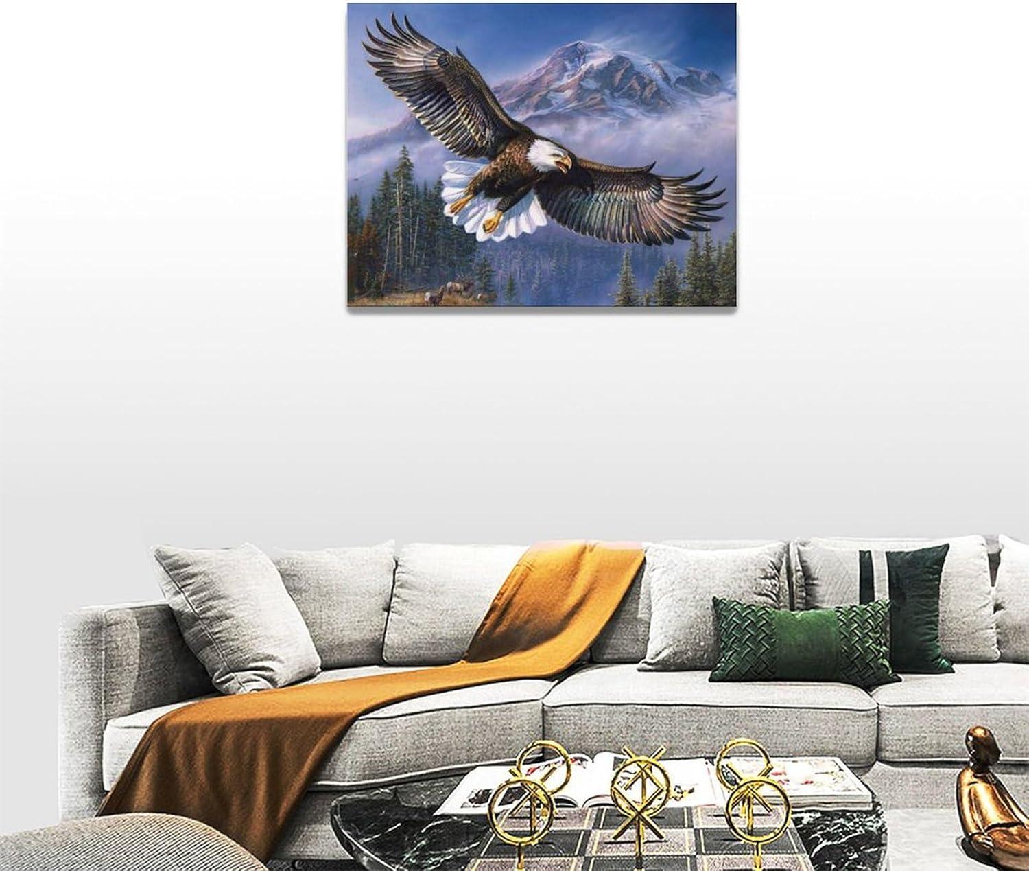 American Bald Eagle Wall Art Flying Eagle Canvas Prints Patriotic Concept Picture Inspiring Motivational Posters Modern Home Artwork Decor For Office Living Room Bedroom Framed Ready To Hang12x16 Inch