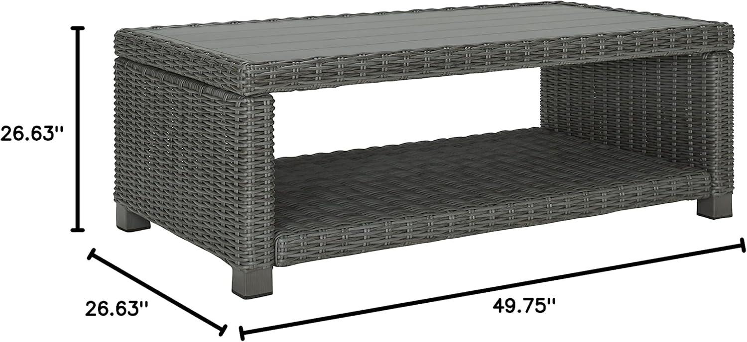 Gray Rectangular Resin Wicker Outdoor Coffee Table with Aluminum Frame