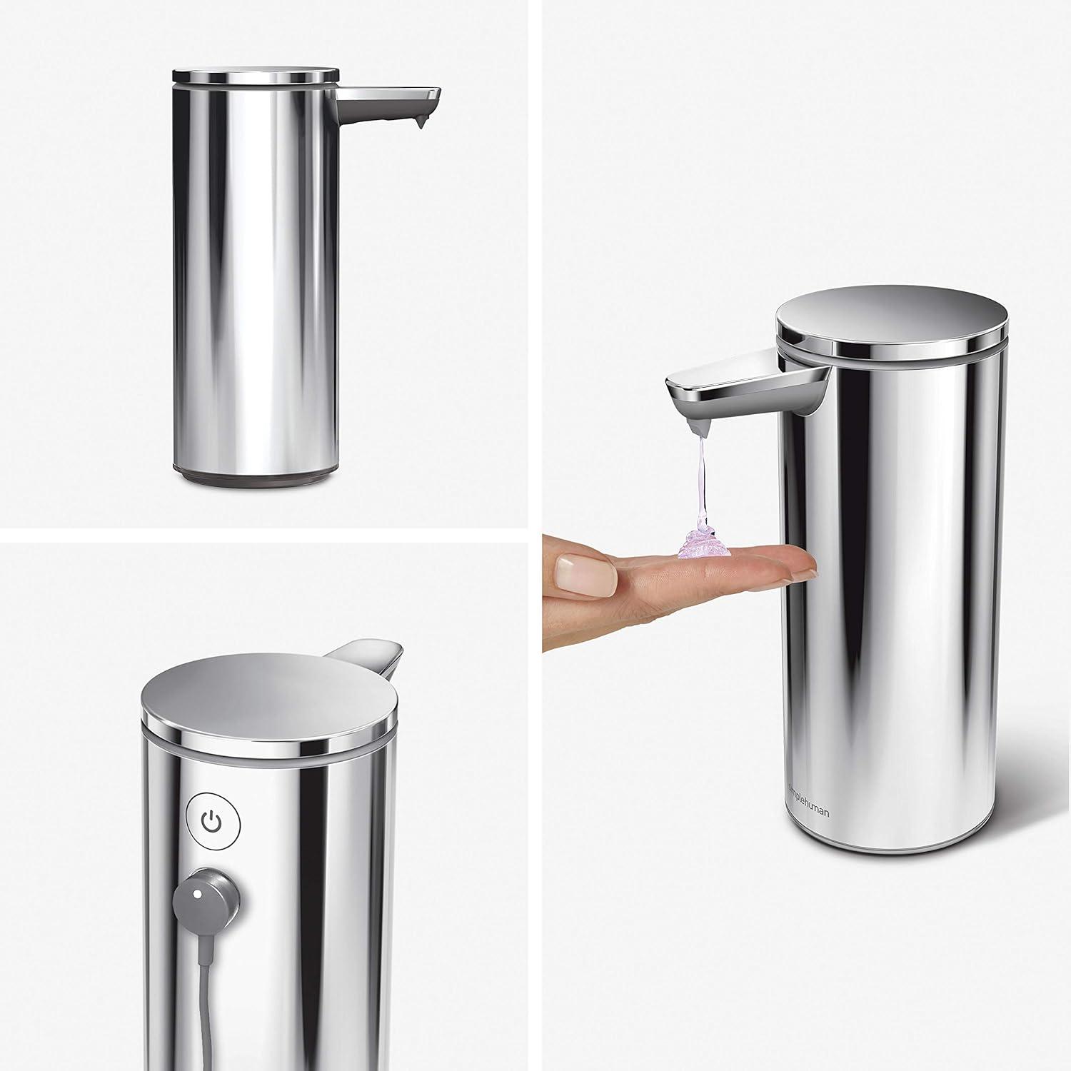 Simplehuman 9 oz. Touch-Free Rechargeable Sensor Liquid Soap Pump Dispenser, Stainless Steel