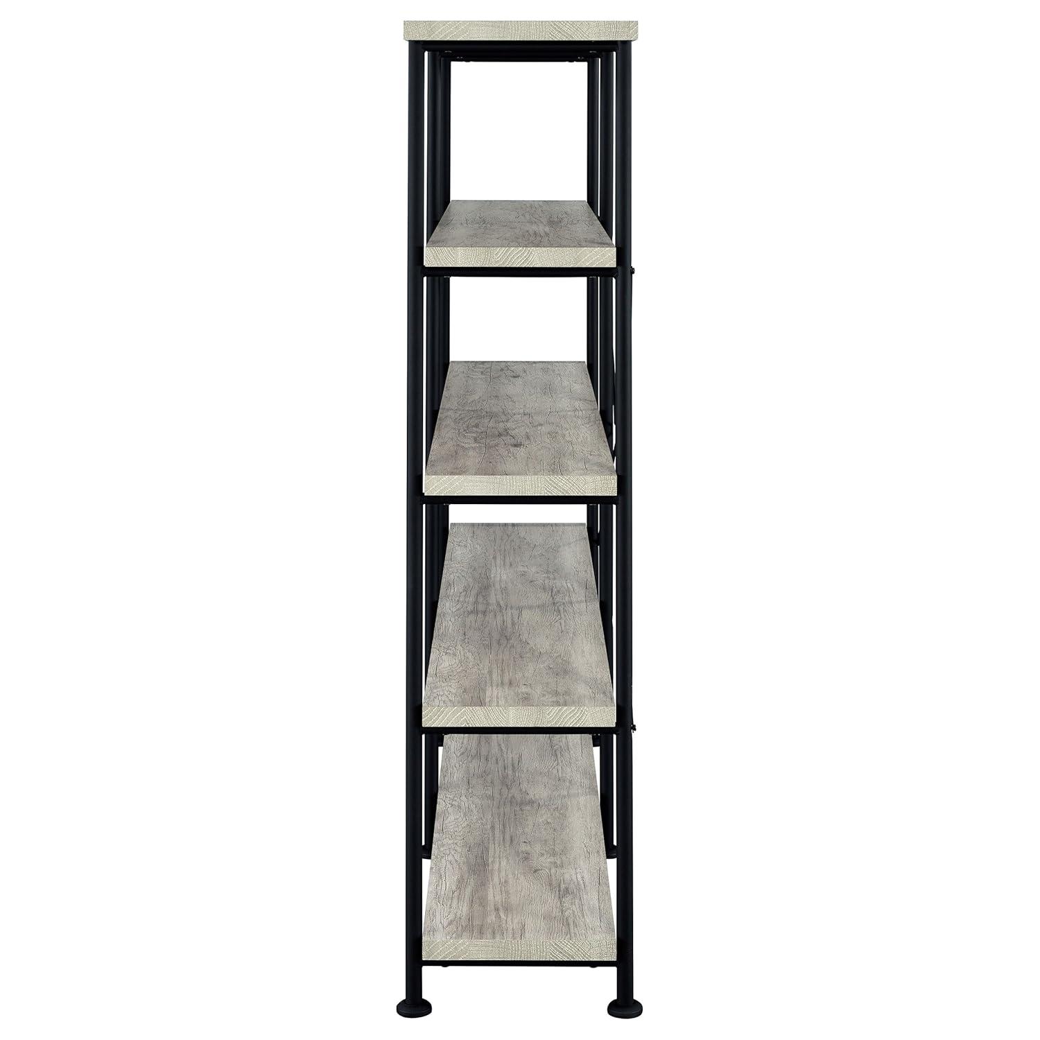 63" Analiese Double Bookcase with 4 Open Shelves in Gray Driftwood - Coaster