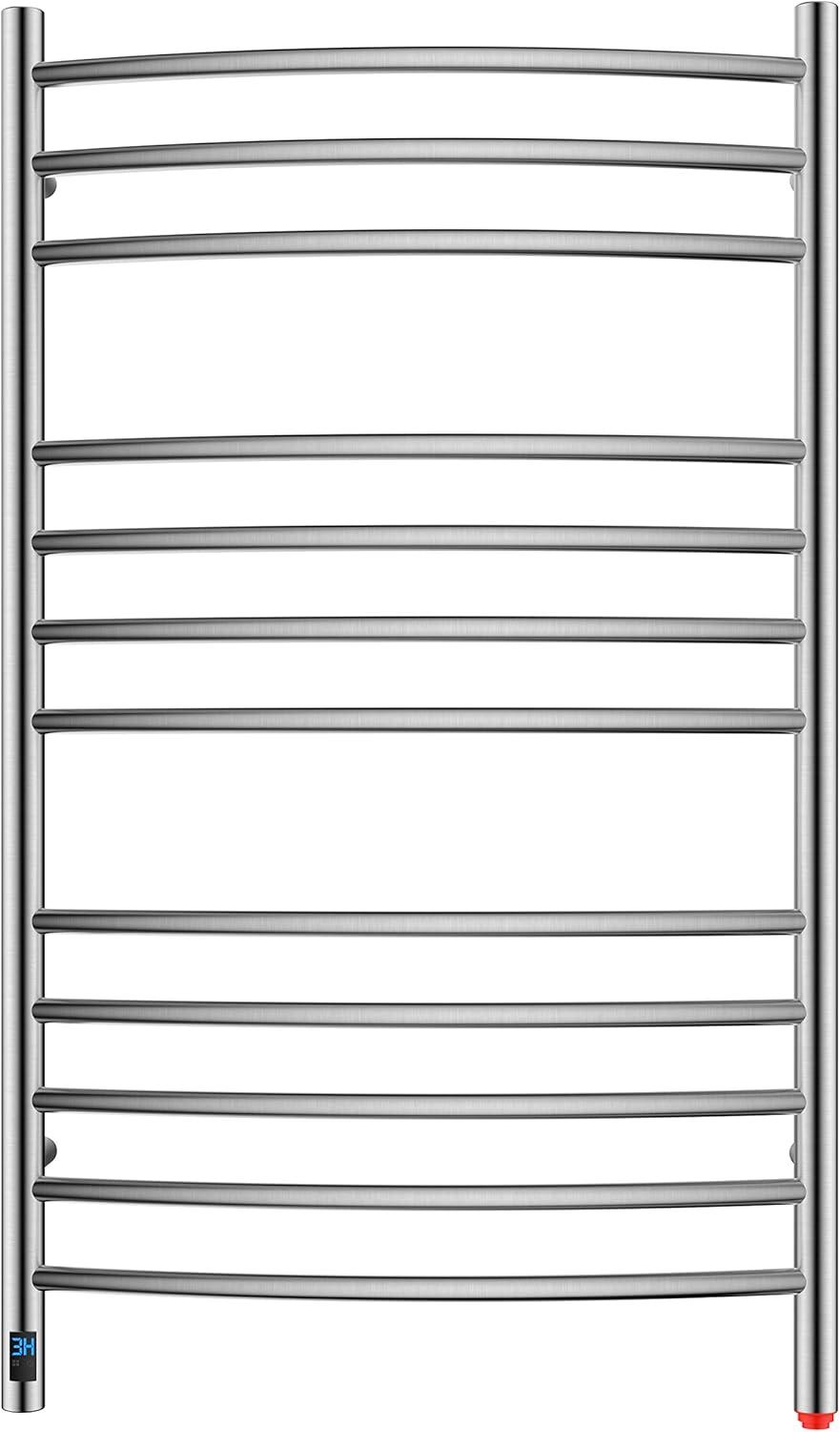 HEATGENE Towel Warmer Wall Mount Electric Plug-in/Hardwired Heated Towel Rack Mirror Polish