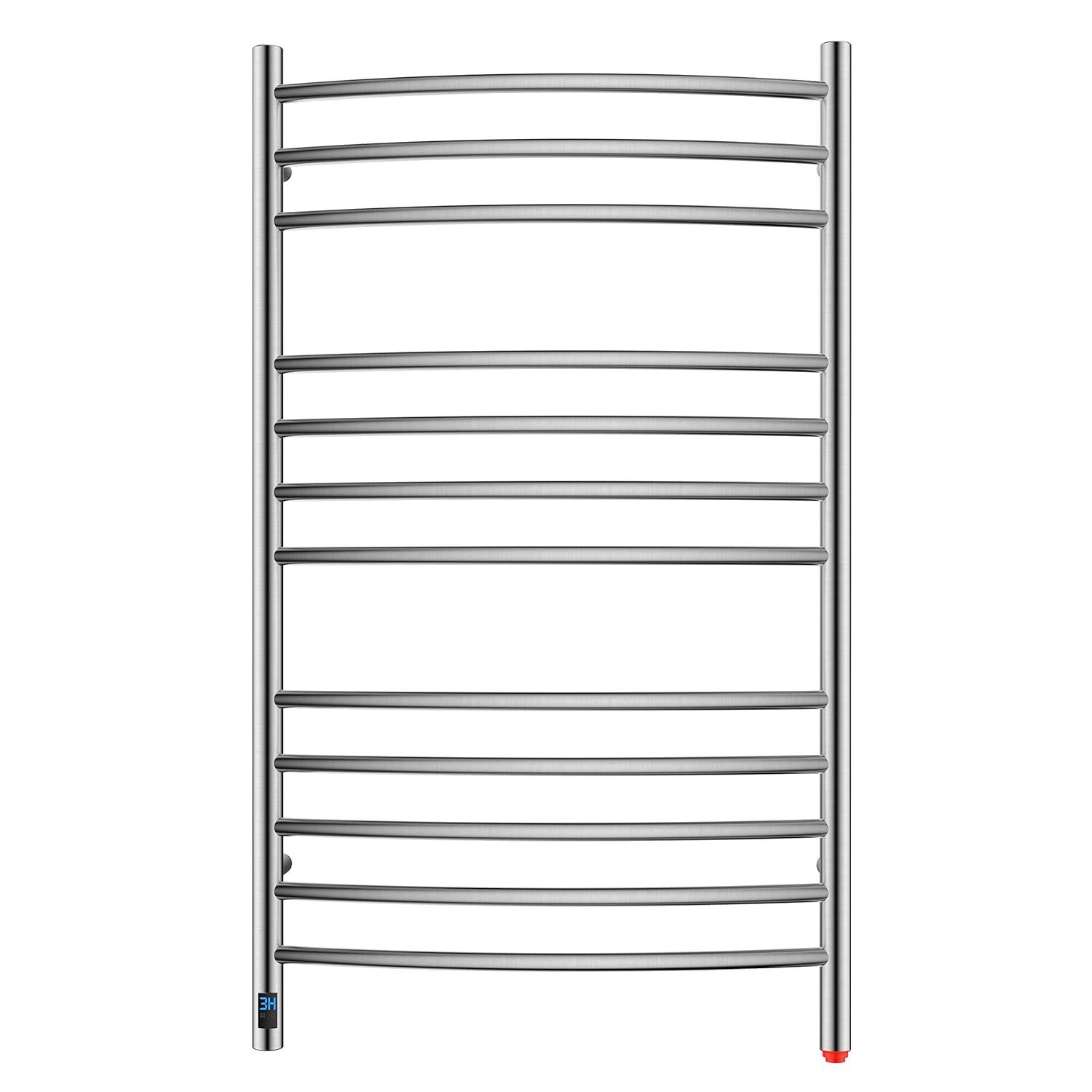 HEATGENE Towel Warmer Wall Mount Electric Plug-in/Hardwired Heated Towel Rack Mirror Polish