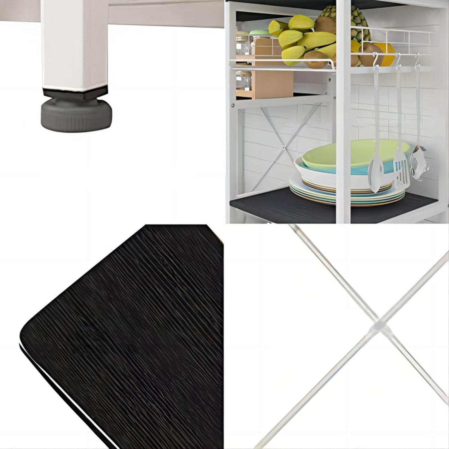 soges 3-Tier Kitchen Baker's Rack with Storage, Microwave Stand, Kitchen Storage Rack, Shelf Organizer, Coffee Bar Station, Workstation Cart, Walnut Black