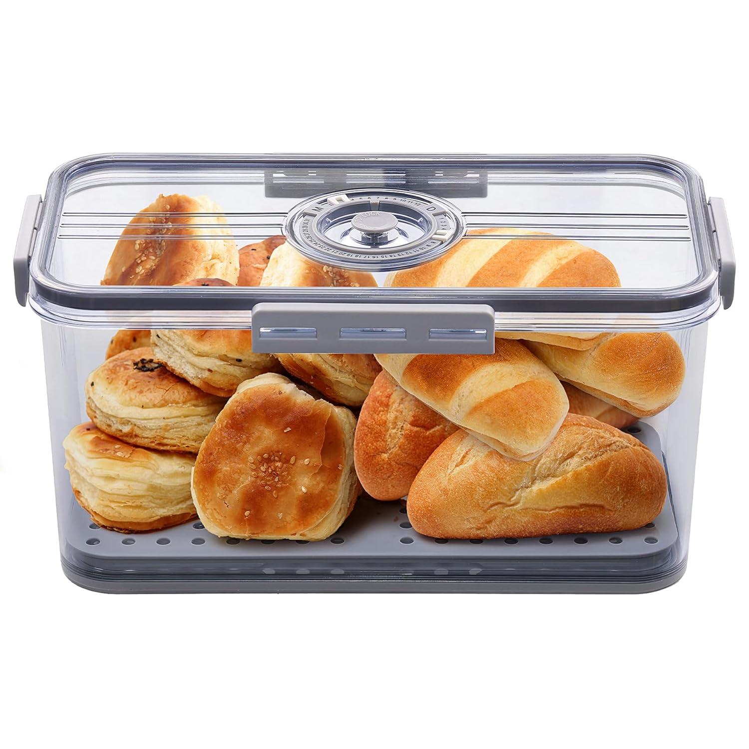 Rebrilliant Bread Box Bread Boxes for Kitchen Counter Airtight, Time Recording Bread Storage