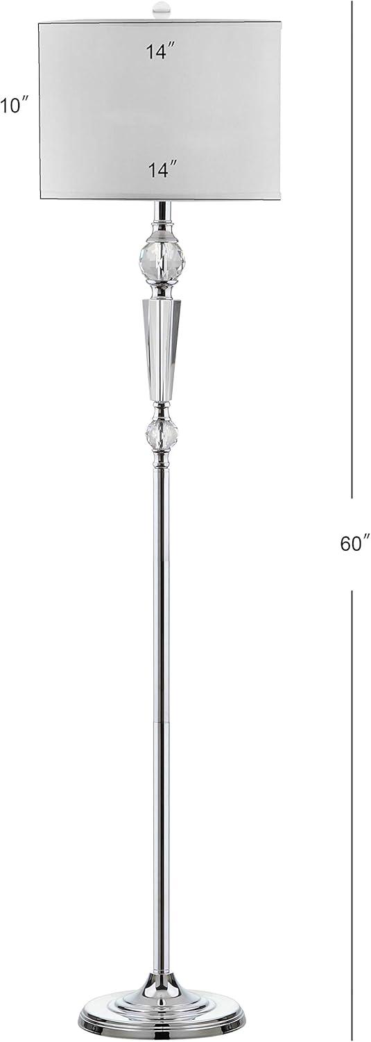 Savannah Crystal-Chrome 60-inch Traditional Floor Lamp with White Shade