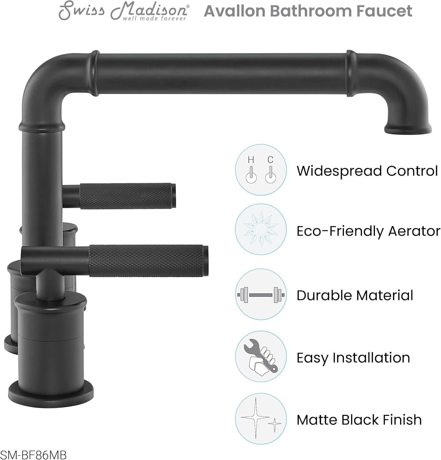 Avallon 8 in. Widespread, Sleek Handle, Bathroom Faucet