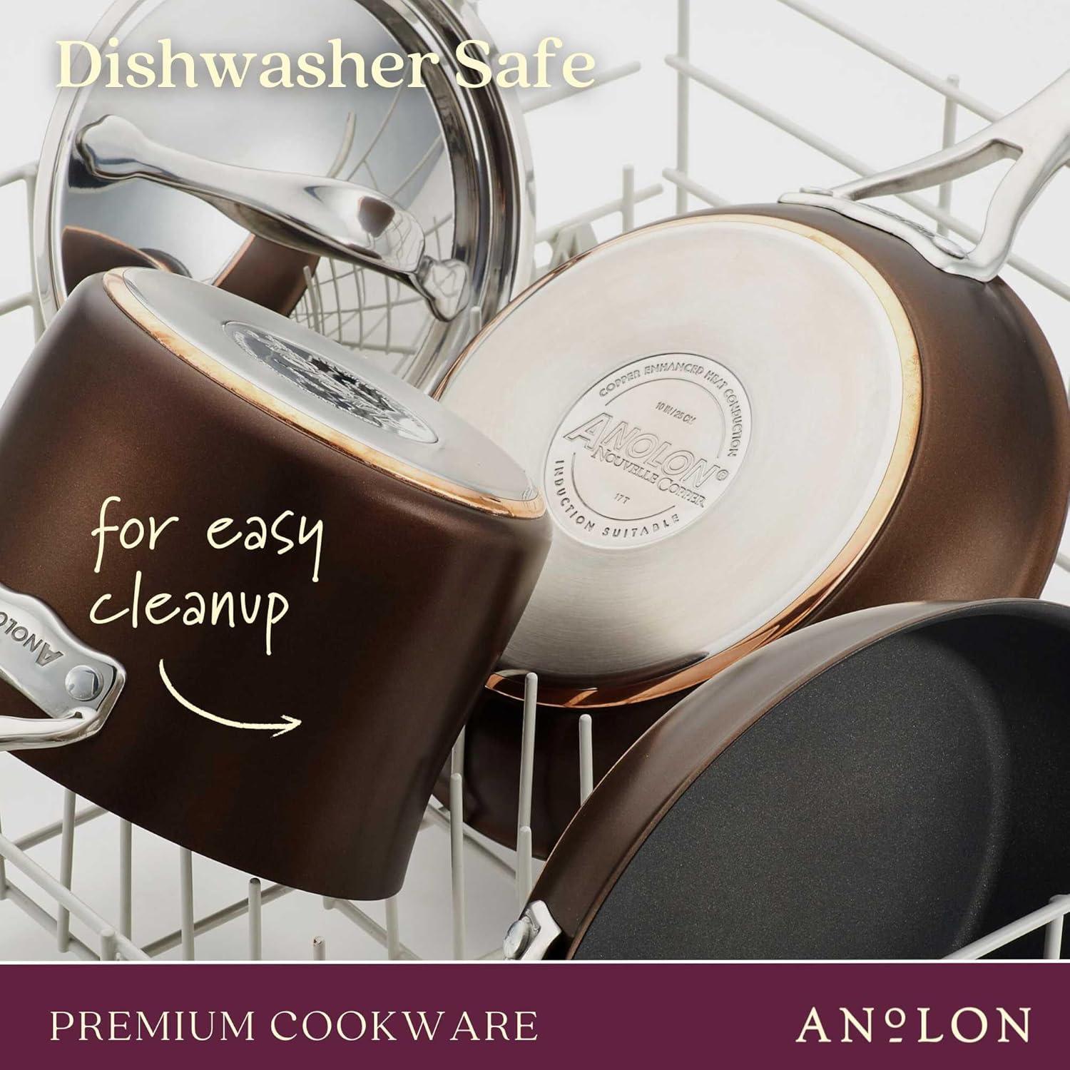 Anolon Nouvelle Copper Luxe 2 Piece Hard-Anodized Nonstick Frying Pan Set, Sable