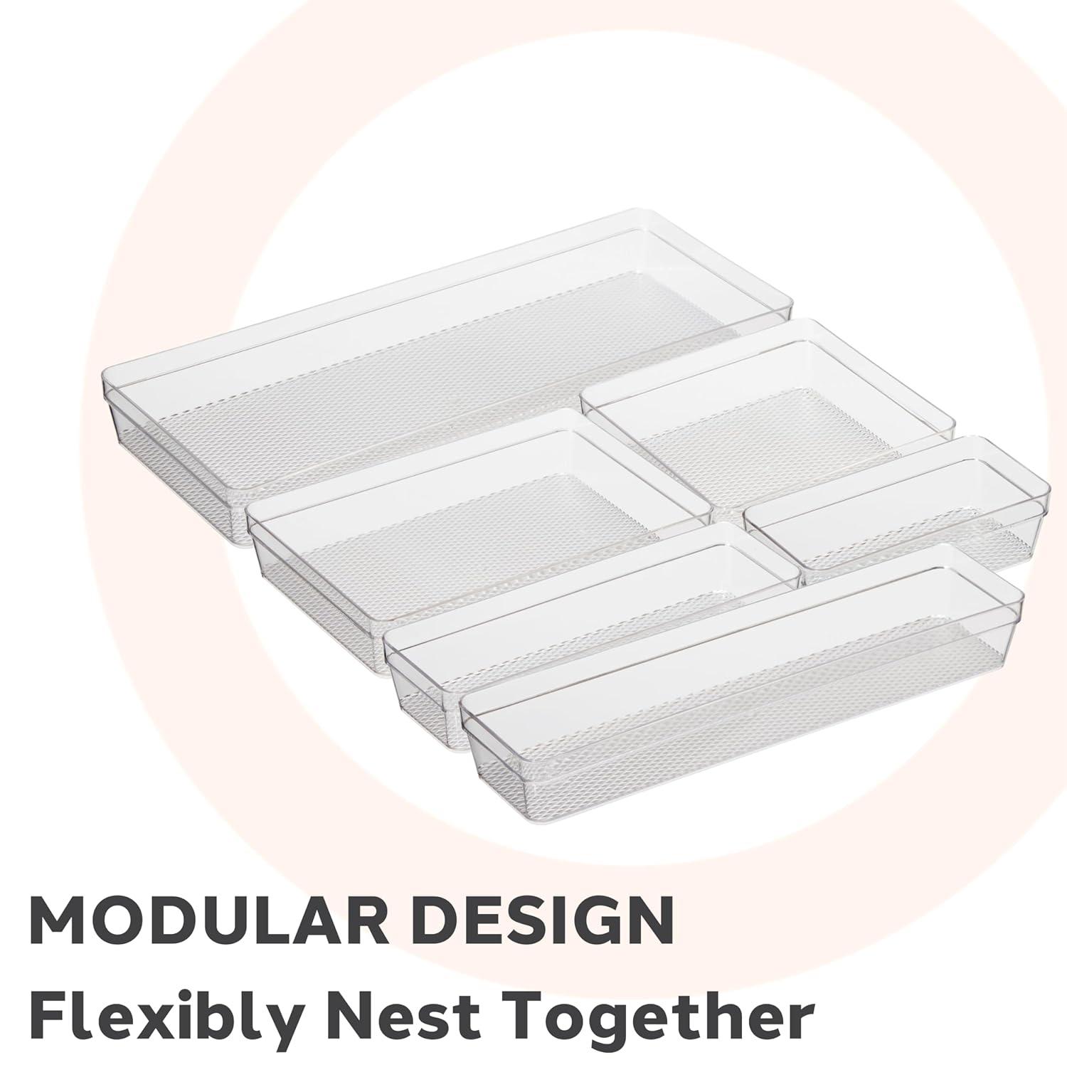 Oggi Clear Drawer Organizer - 3" X 9" - Ideal for Organizing Kitchen Drawers, Office, Desk, Silverware, Kitchen Utensils, Cosmetics and Bathrooms