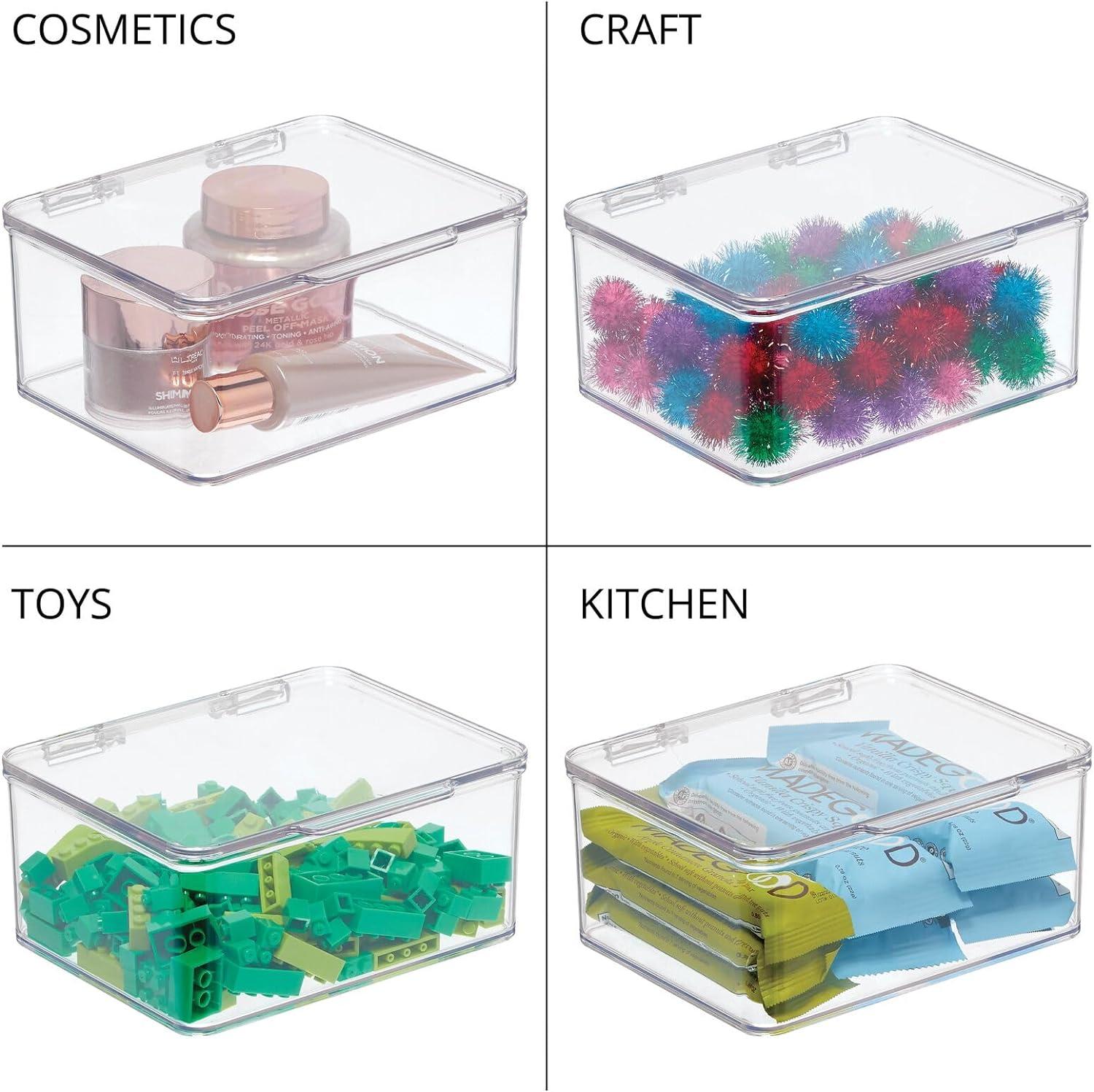 mDesign Plastic Playroom/Gaming Storage Organizer Box, Hinge Lid