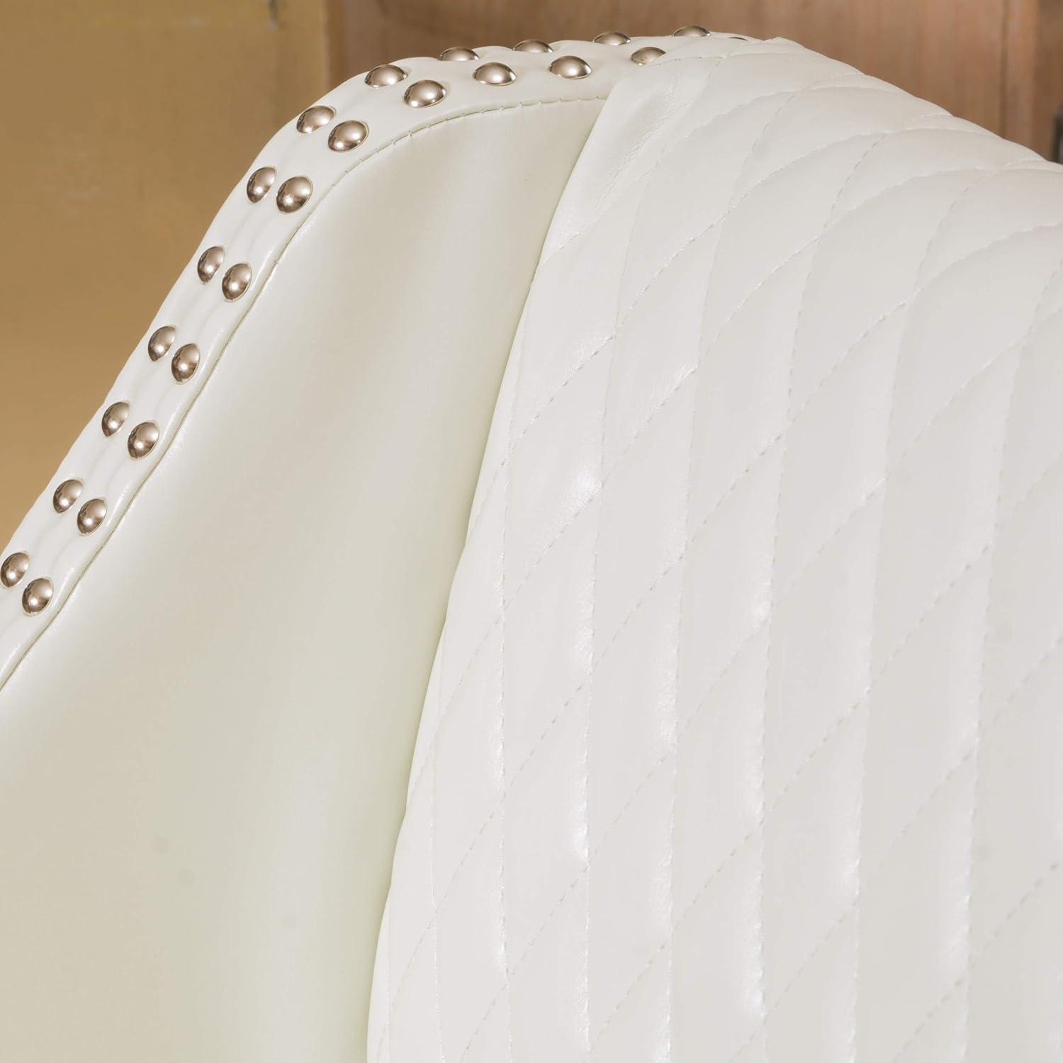 Christopher Knight Home 28" Milano Quilted Bonded Leather Barstool Ivory: Upholstered, Padded Back, Hardwood Frame