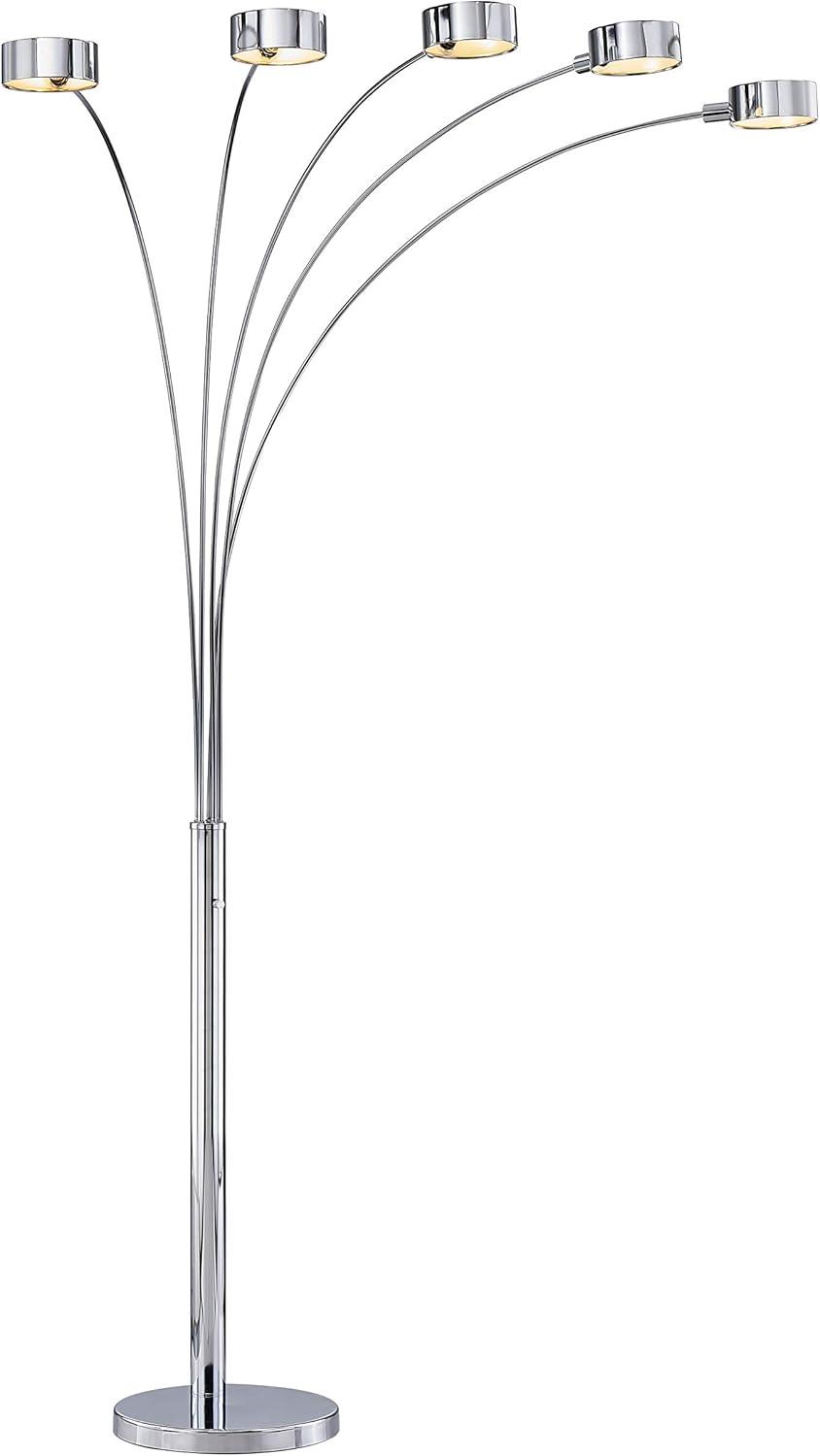 Artiva USA 88" Micah Arched Floor Lamp with Dimmer, Chrome