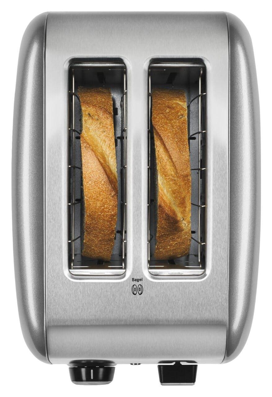 KitchenAid 2-Slice Toaster with Manual Lift Lever - KMT2115: Silver, Cool Touch, Bagel & Bread Toaster, Crumb Tray