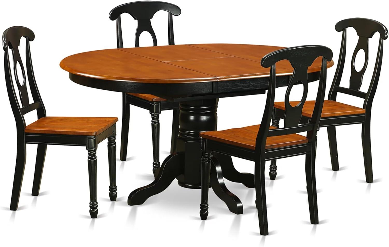 Black and Cherry Oval Dining Table Set with 4 Chairs