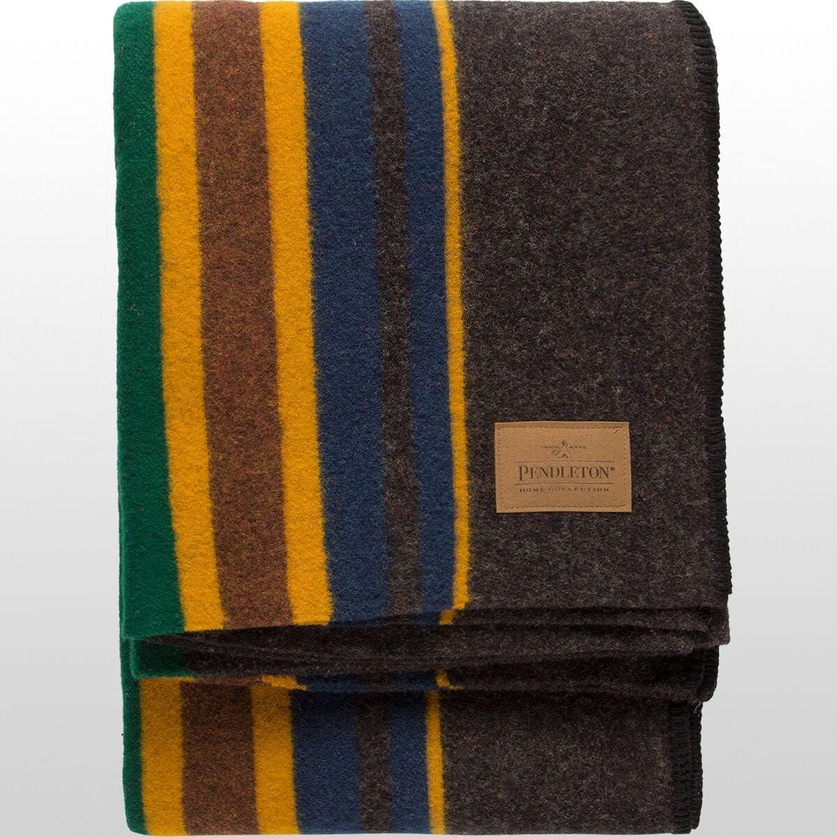 Oxford Wool Camp Blanket with Stripes, 66" x 54"