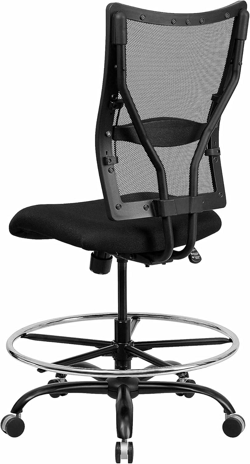 BizChair Big & Tall 400 lb. Rated Black Mesh Ergonomic Drafting Chair
