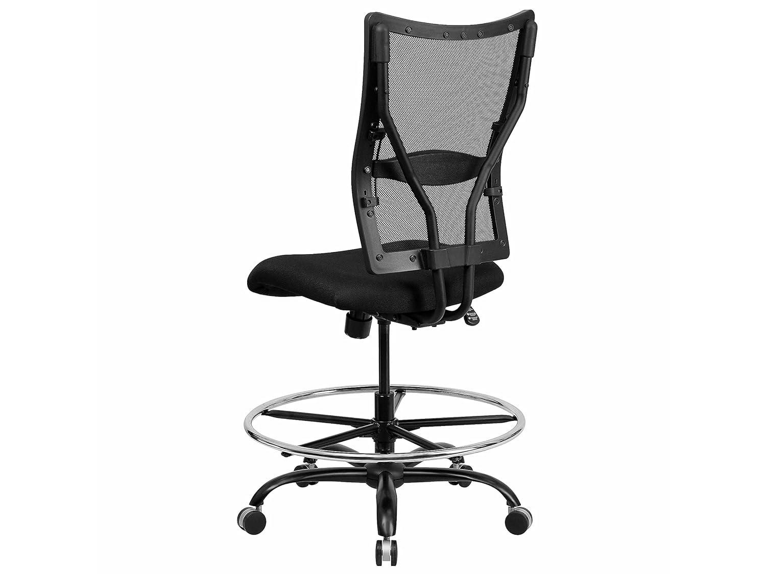 BizChair Big & Tall 400 lb. Rated Black Mesh Ergonomic Drafting Chair
