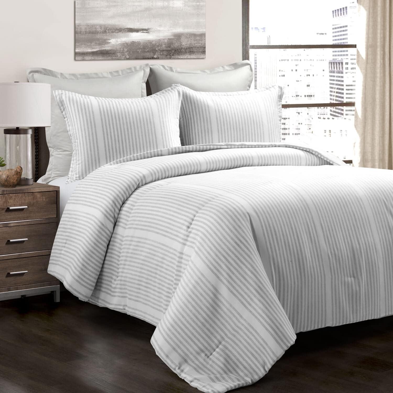 Gray Reversible Full Comforter Set with Silver-Infused Fibers