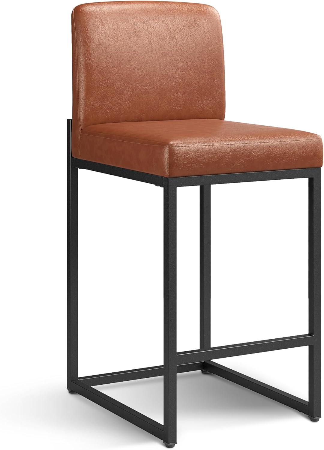 Wade Logan® Catharinus Extra Tall Bar Stool Set - Black Metal Base & Waterproof Faux Leather (Set of 3)