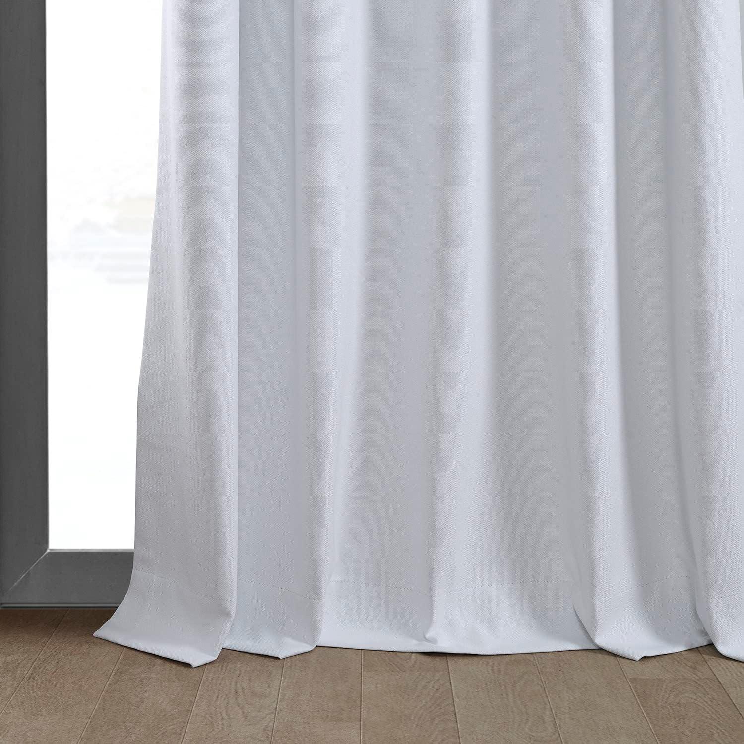 Exclusive Fabrics  Vintage Thermal Cross Linen Weave Blackout Curtains (1 Panel) White 50 X 84 84 Inches