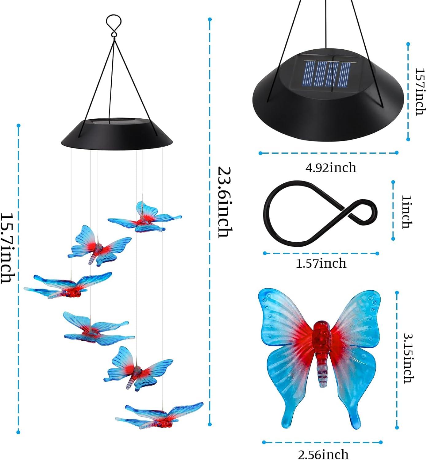 Color-Changing Butterfly Solar LED Wind Chimes