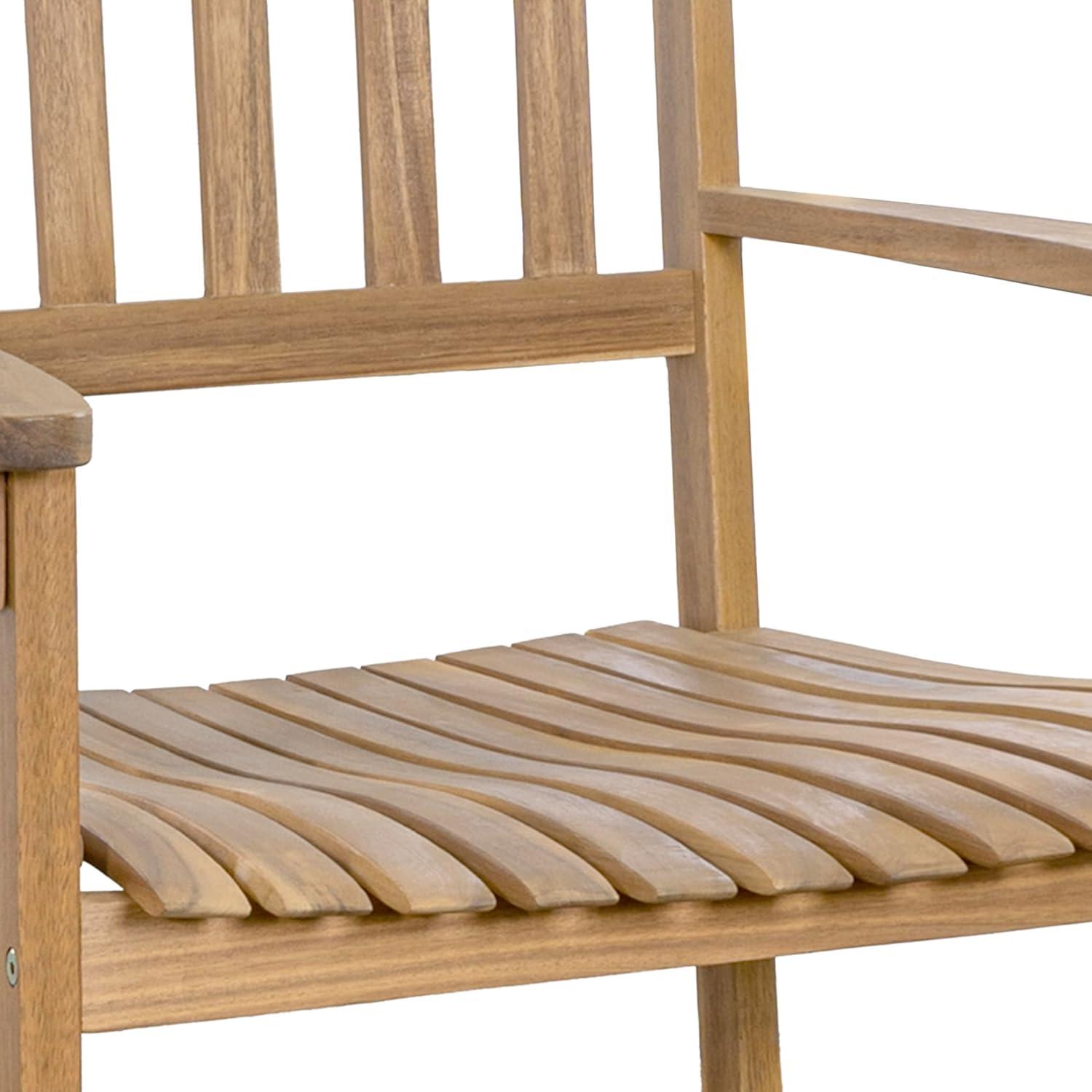 Seagrove Farmhouse Classic Slat-Back 350-LBS Support Acacia Wood Outdoor Rocking Chair, Teak Brown - JONATHAN Y