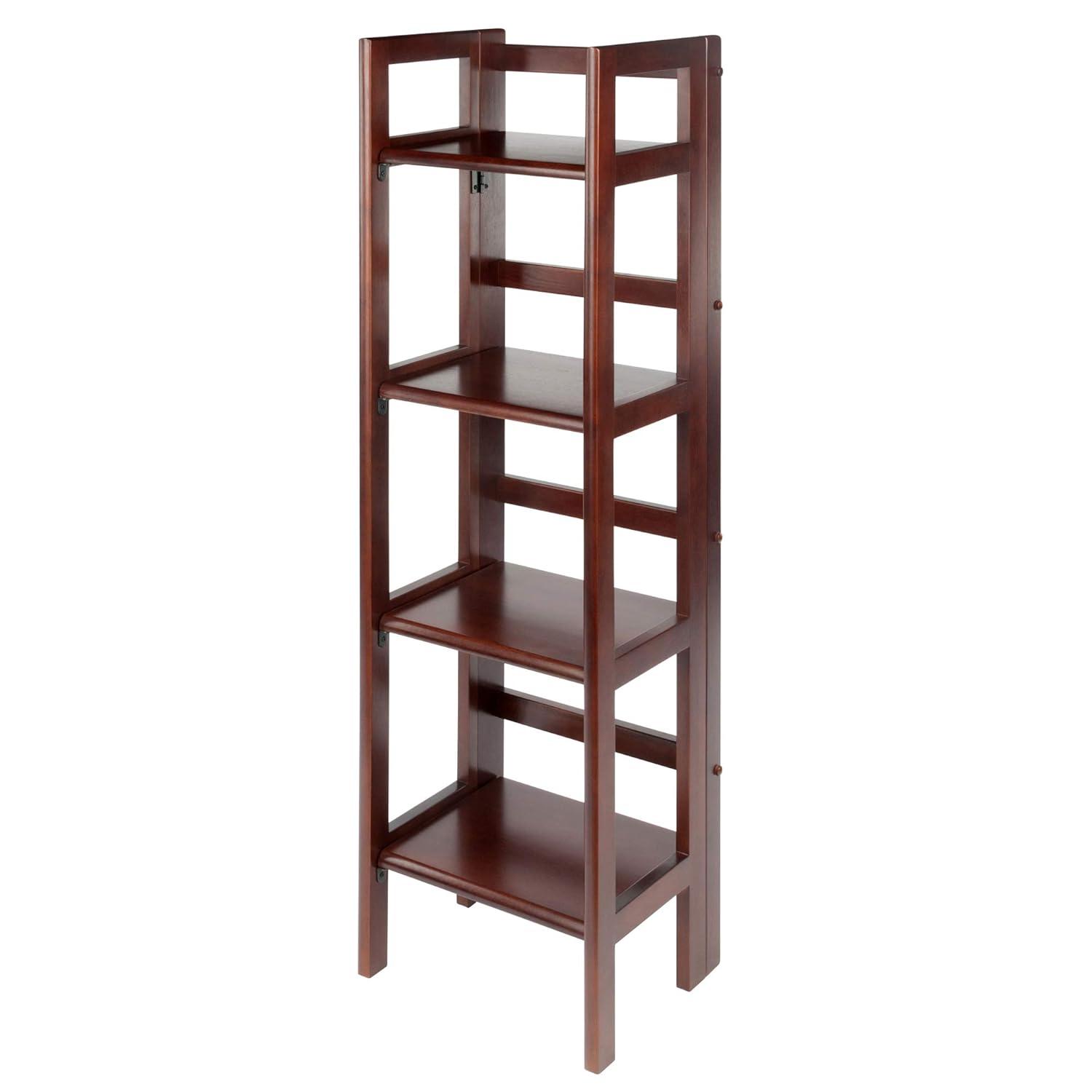 51.34" Terry Folding Bookcase Walnut - Winsome: Beech Wood, 4 Shelves, Space Saver