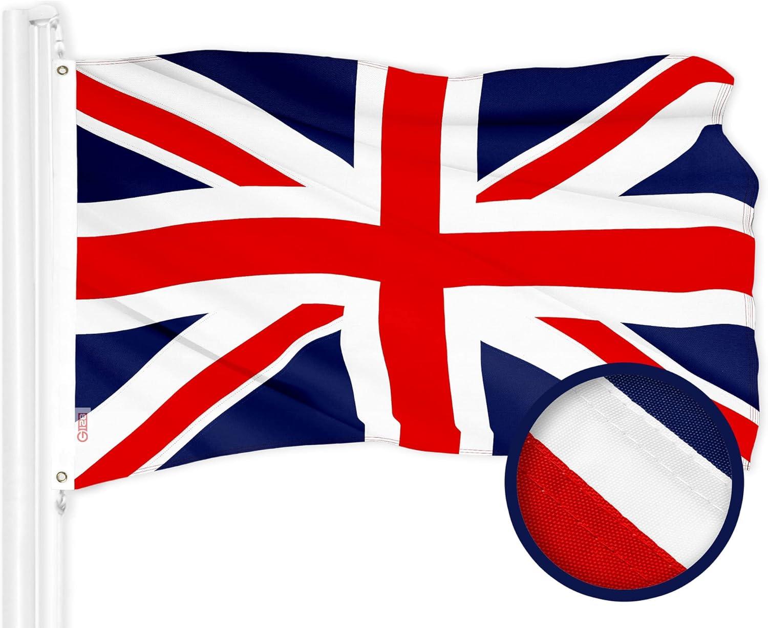 G128 UK United Kingdom Flag | 3x5 Ft | ToughWeave Series Stitched 300D Polyester | Country Flag, Sewn Together, Indoor/Outdoor, Brass Grommets