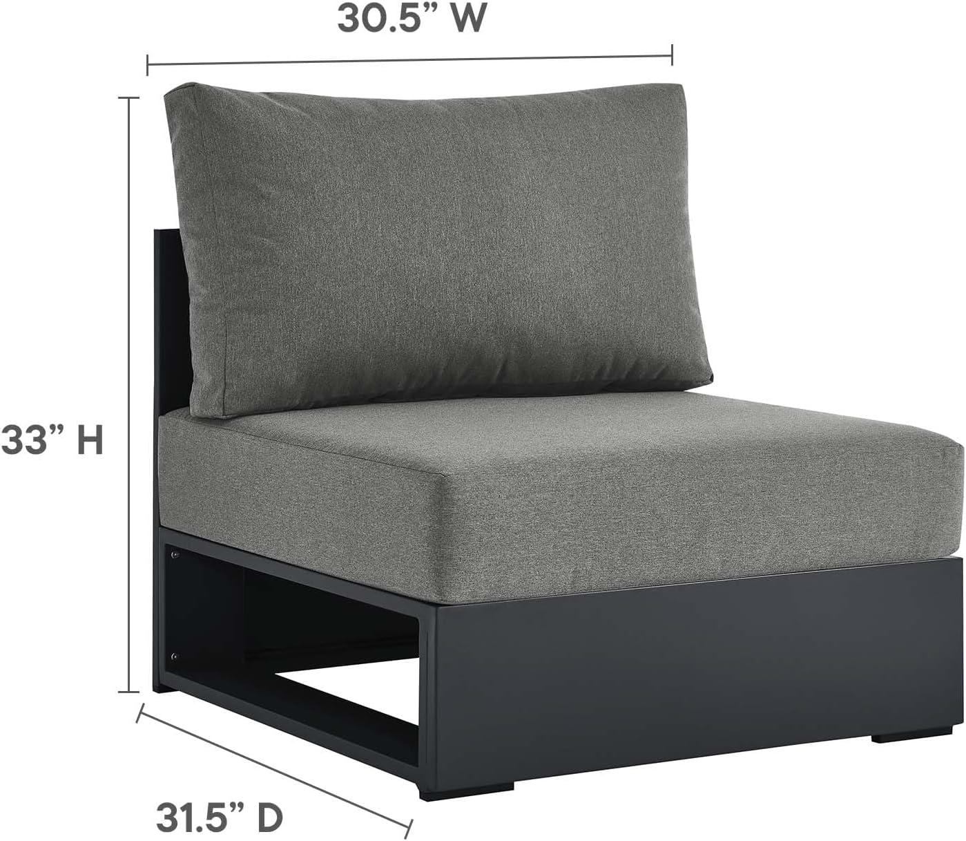 Gray Charcoal Aluminum Outdoor Sectional Sofa with Weather-Resistant Cushions