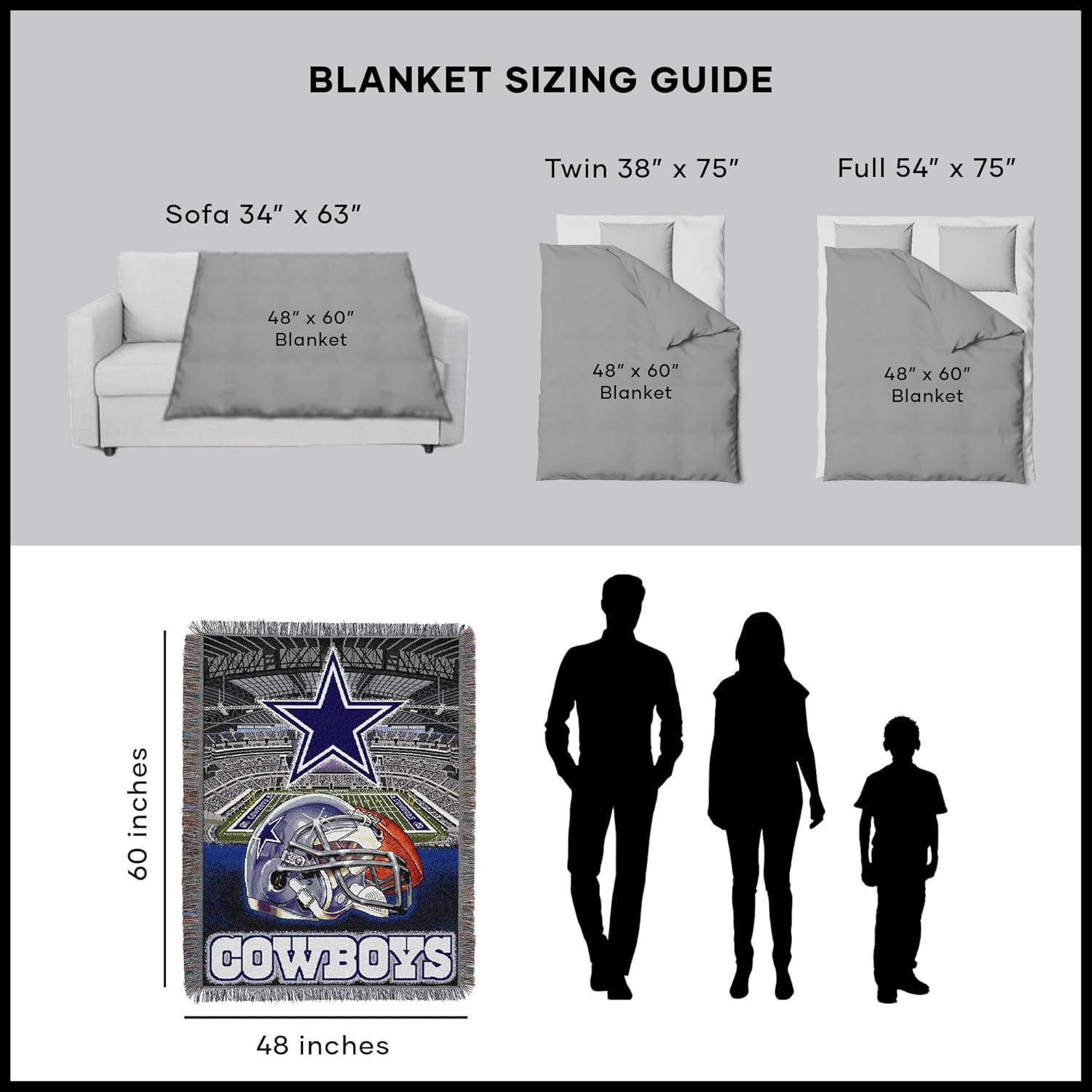 Northwest NFL Dallas Cowboys Unisex-Adult Woven Tapestry Throw Blanket, 48" x 60", Home Field Advantage