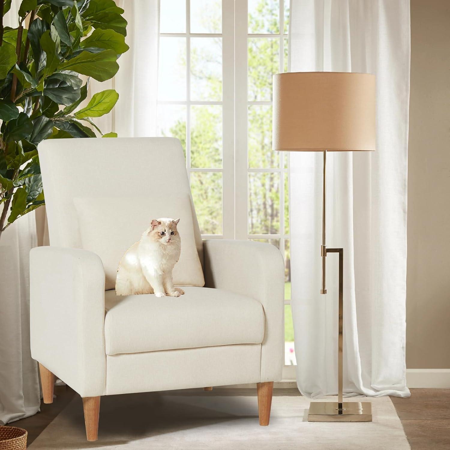 Latitude Run® Modern Upholstered Armchair with Pillows, Fabric Reading Living Room Side Chair, Single Sofa with Lounge Seat and Wooden Legs,...