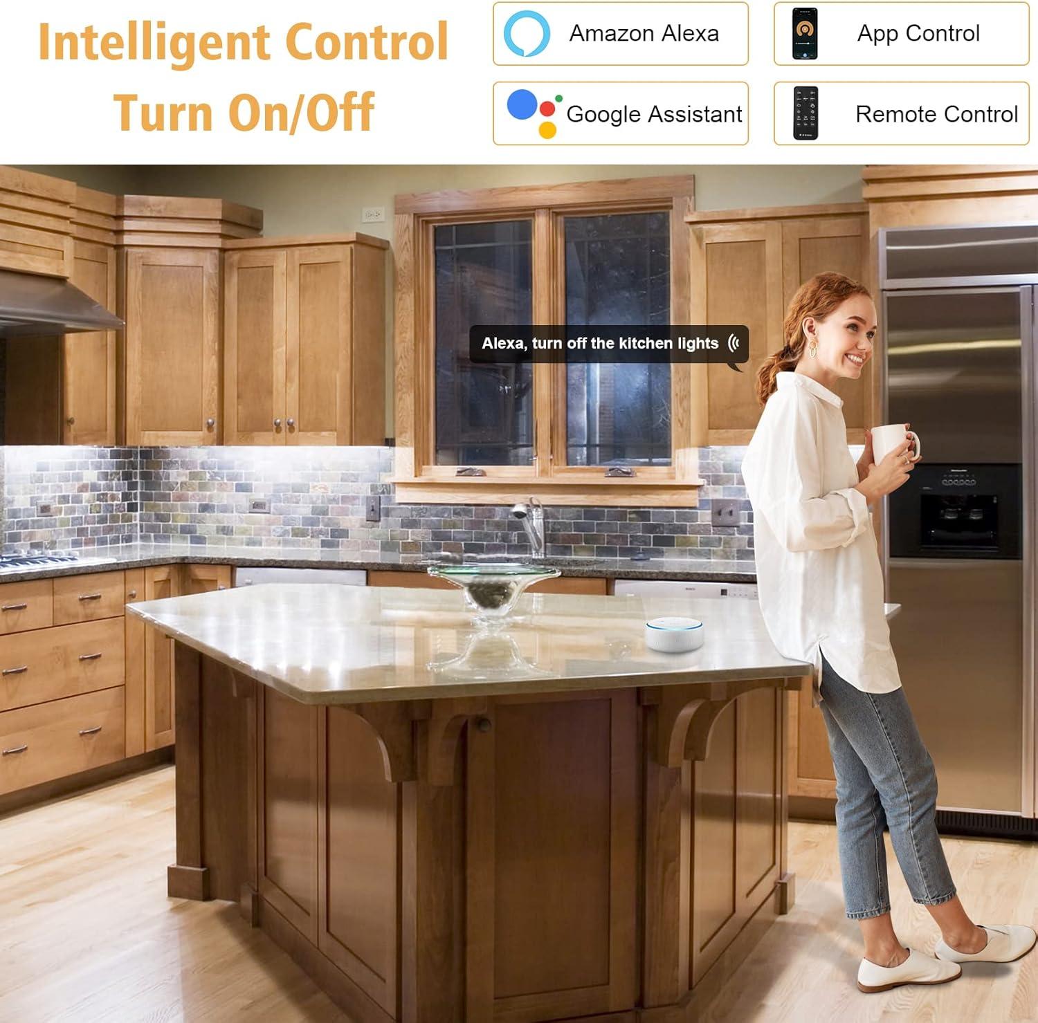 Under Cabinet Lights Kit, LED Smart Dimmable Strip Lighting Fixtures, 24V Plug in Linkable Bar LED Counter Lights for Pantry, Kitchen, Shelf, Bookcases, Showcase (10 PCS, Cold White)