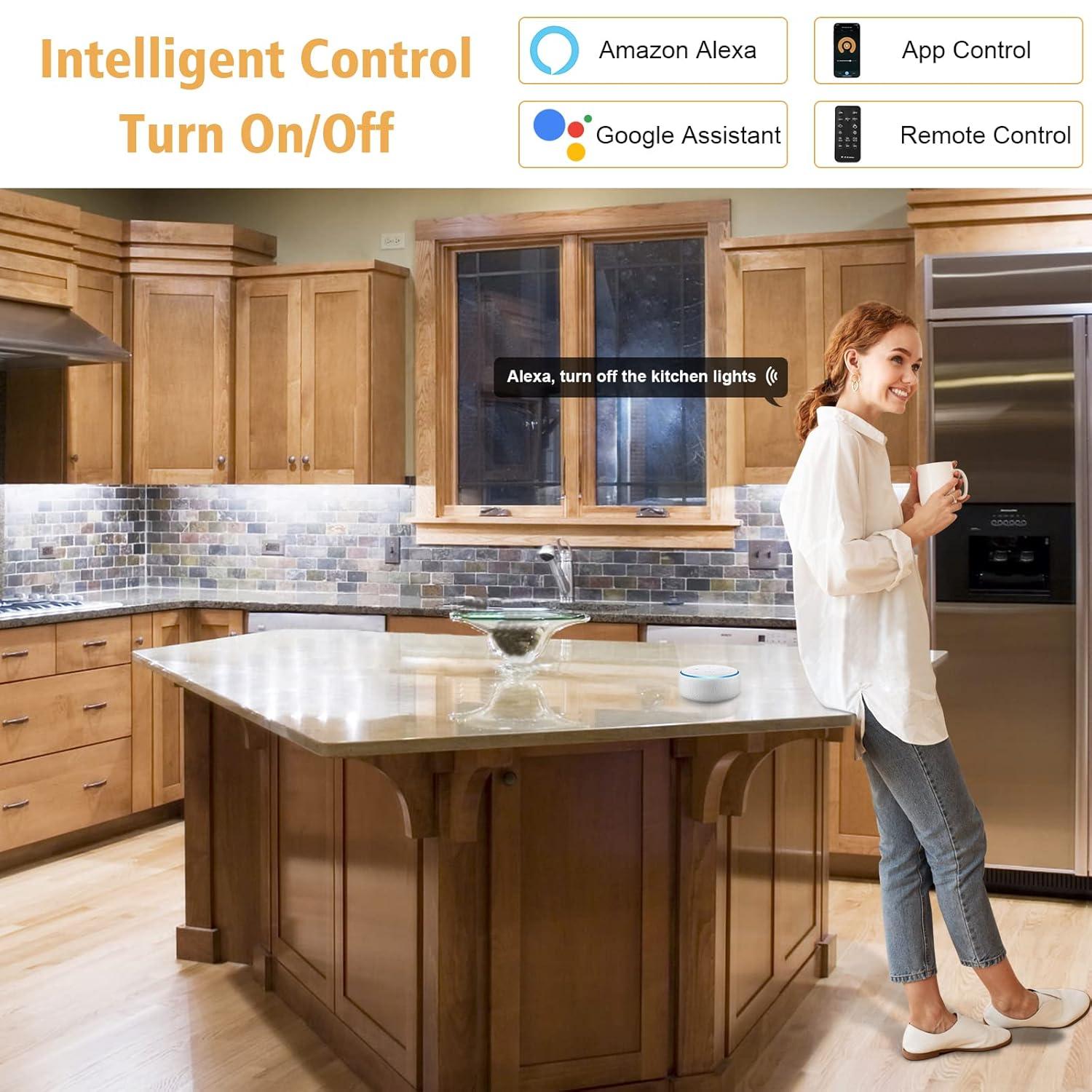 Under Cabinet Lights Kit, LED Smart Dimmable Strip Lighting Fixtures, 24V Plug in Linkable Bar LED Counter Lights for Pantry, Kitchen, Shelf, Bookcases, Showcase (10 PCS, Cold White)