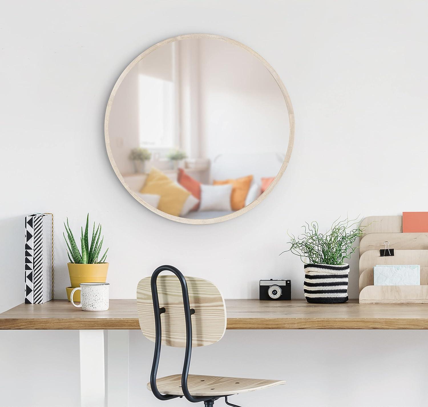 Kate and Laurel Valenti Round Framed Mirror, White 18" Diameter